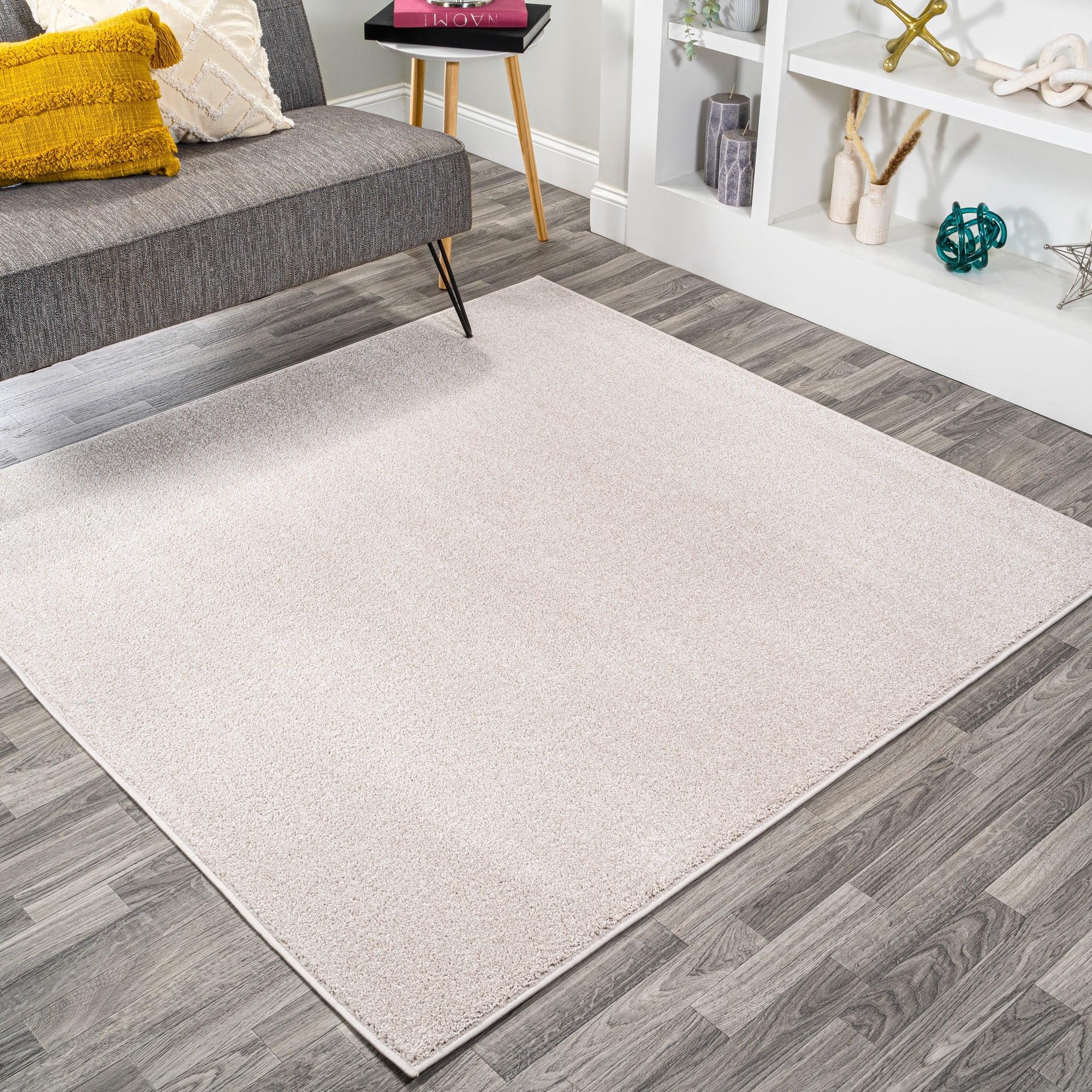 JONATHAN Y SEU100D-5SQ Haze Solid Low-Pile Ivory 5' Square Area Rug, Coastal Bohemian, Pet Friendly, Stain Resistant, Easy to Clean, for Living Room; Kitchen, Bedroom