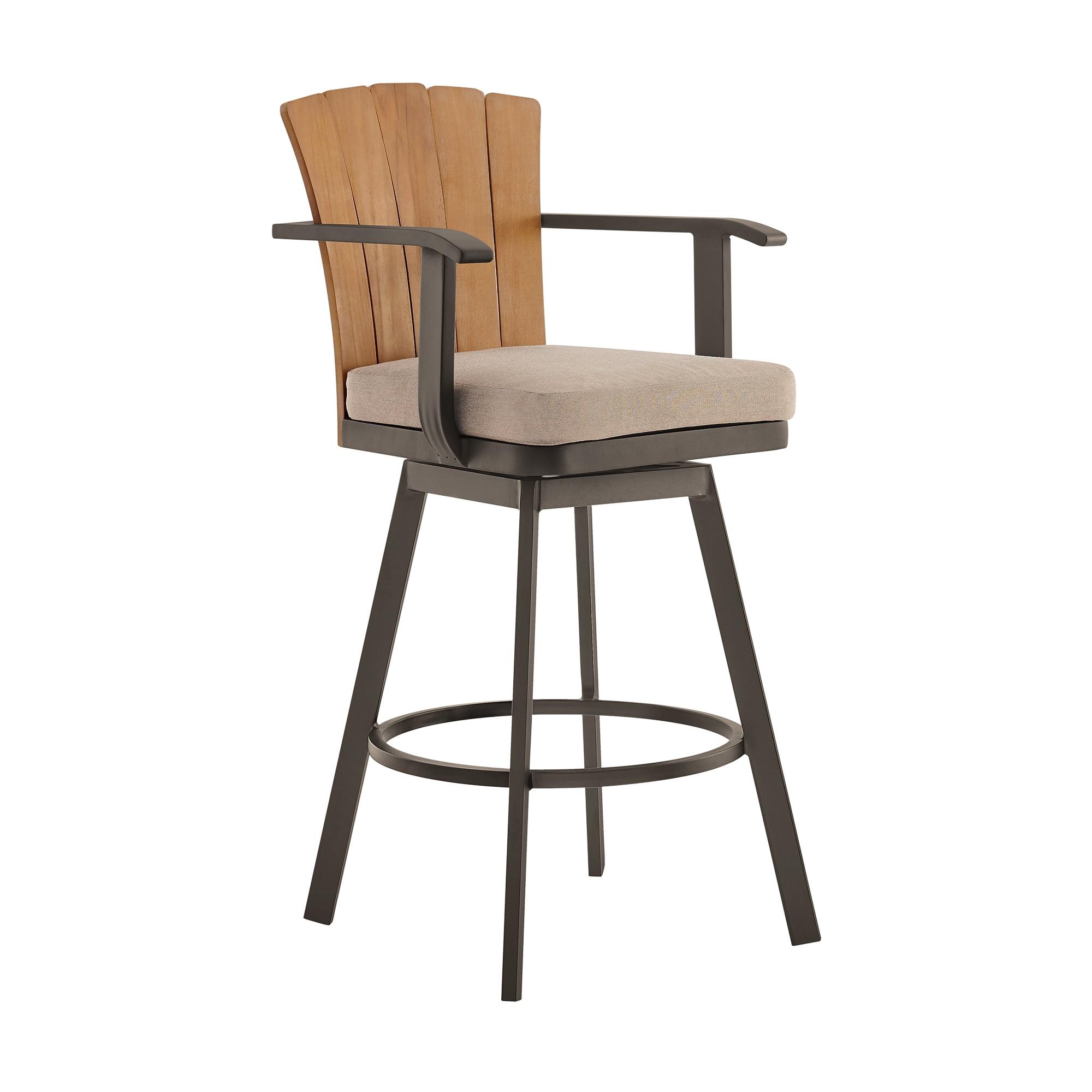 Williston Forge Javin Swivel Outdoor Metal Counter or Bar Height Bar Stool with Cushion