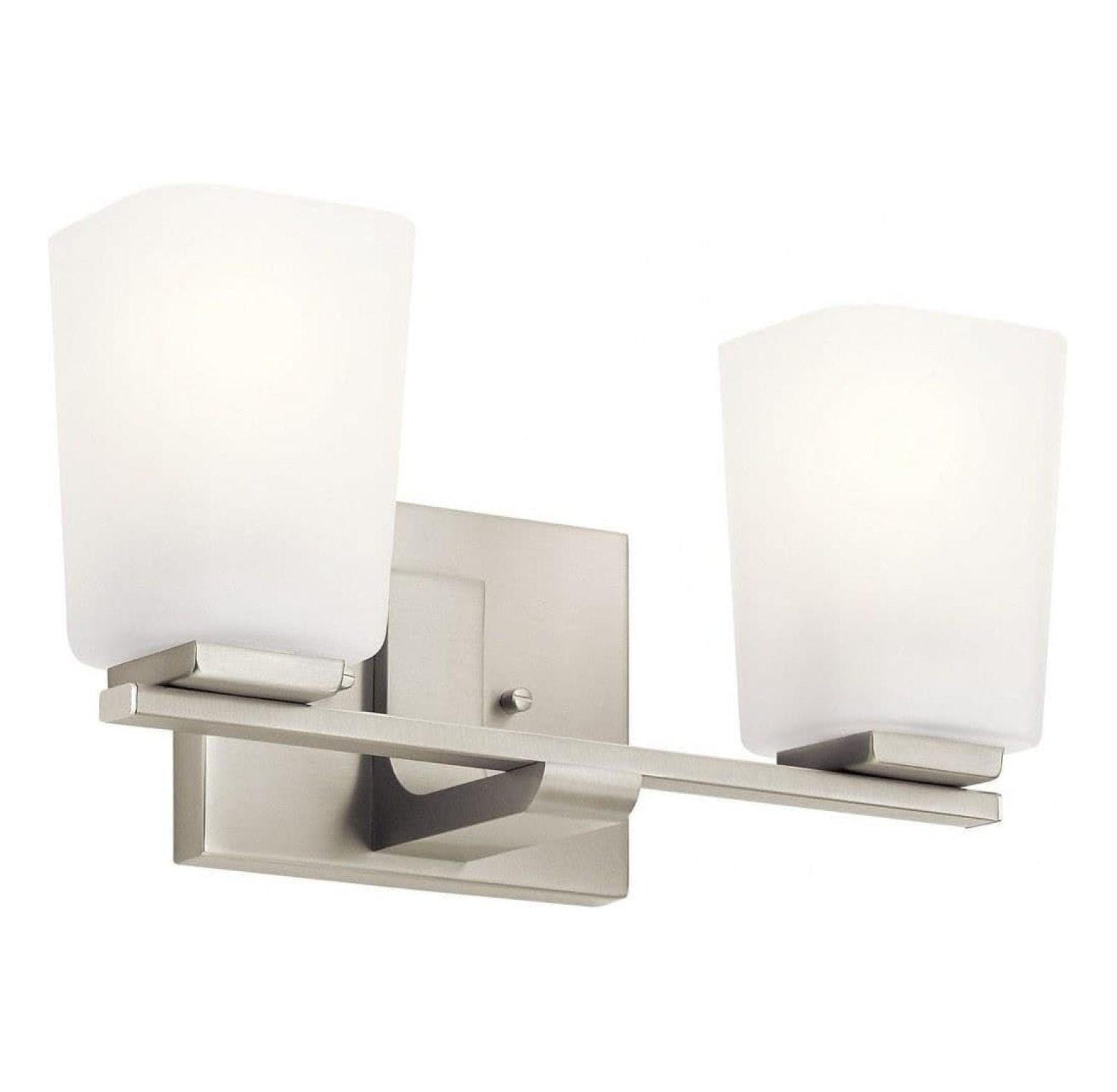 Brushed Nickel 2-Light Modern Vanity Fixture