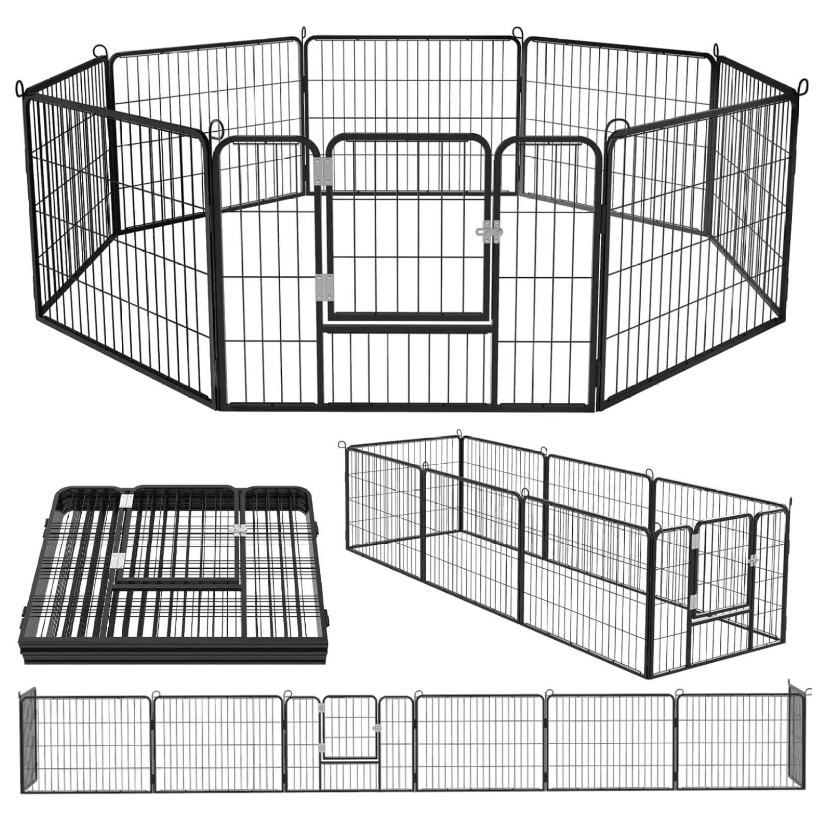 JepoIA Heavy Duty Metal Dog Playpen for Medium/Small Animals, 8 Panels 24”Height x 27" Width, Dog Fence Exercise Pen with Doors, Pet Puppy Outdoor Playpen Pen for Outdoor, Indoor, RV, Camping, Yard