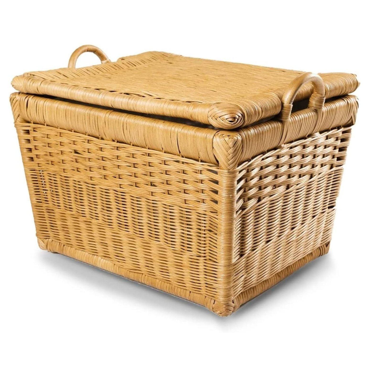 Medium Sandstone Rattan Lift-Off Lid Storage Basket