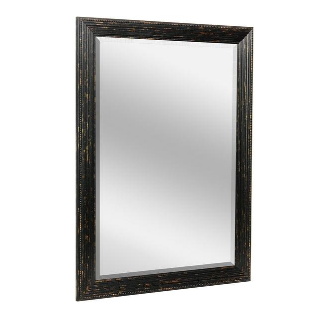 Head West 27.5 x 33.5 Beaded Frame Mirror with Beveled Edge - Black Wash