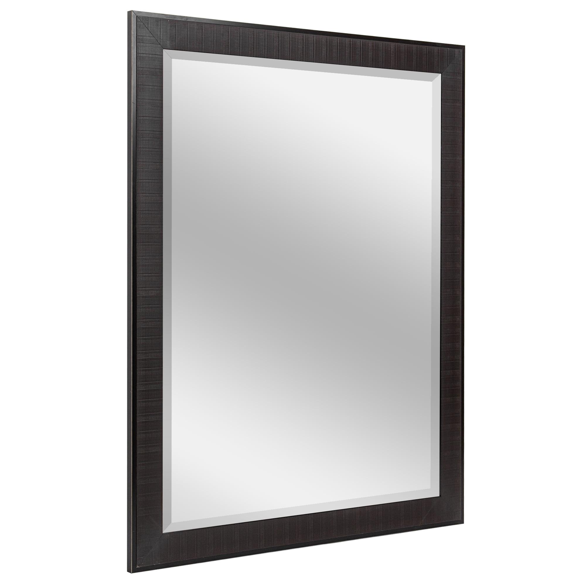 Rustic Beveled Rectangular Vanity Mirror 35.5 x 45.5 in Brown