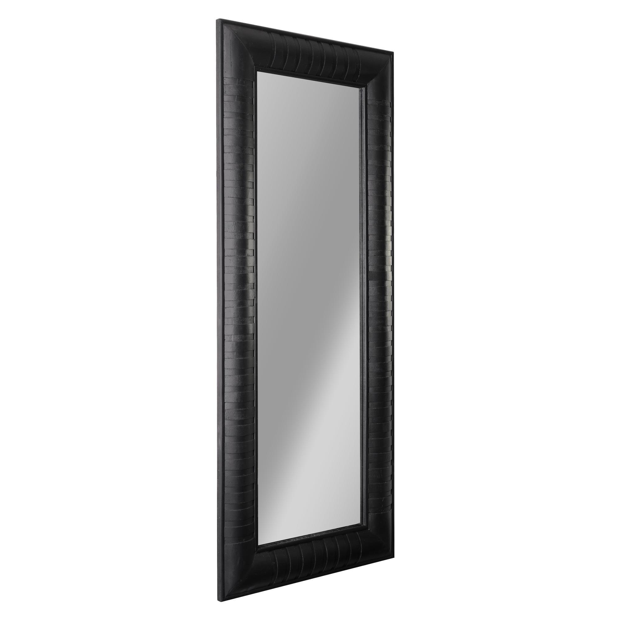 Black Wood Framed Full Length Leaner Mirror - 24" x 58"