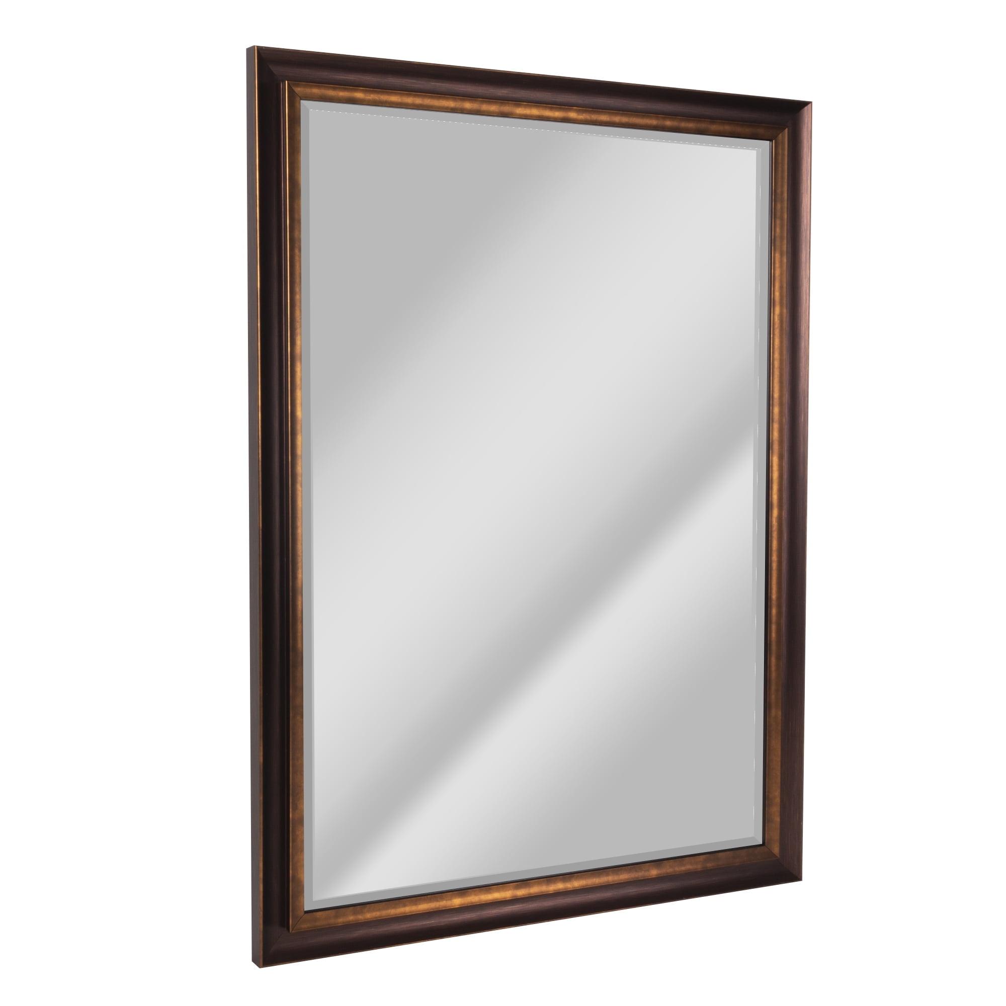 Elegant Bronze & Copper 28" x 40" Rectangular Wall Mirror with Beveled Edge