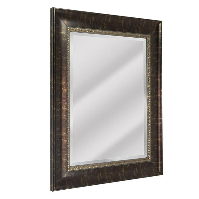 Head West Bronze Distressed Embossed Rectangular Framed Beveled Accent Wall Vanity Mirror - 30.5 x 36.5