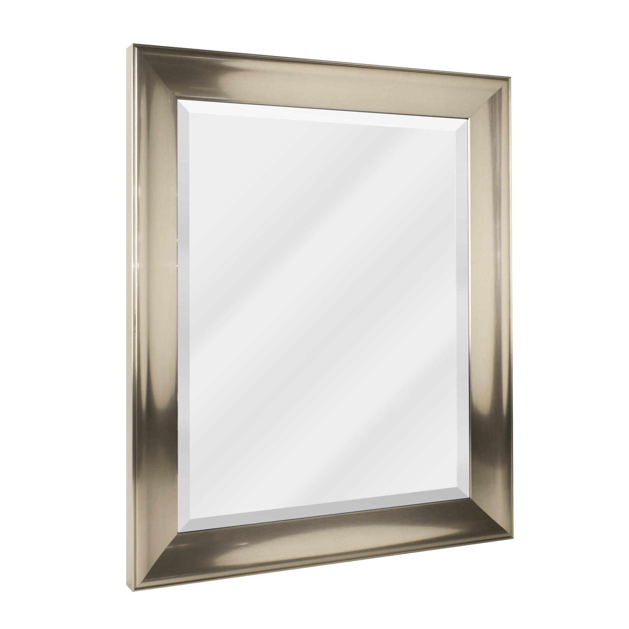 Brushed Nickel Rectangular Beveled Wall Vanity Mirror