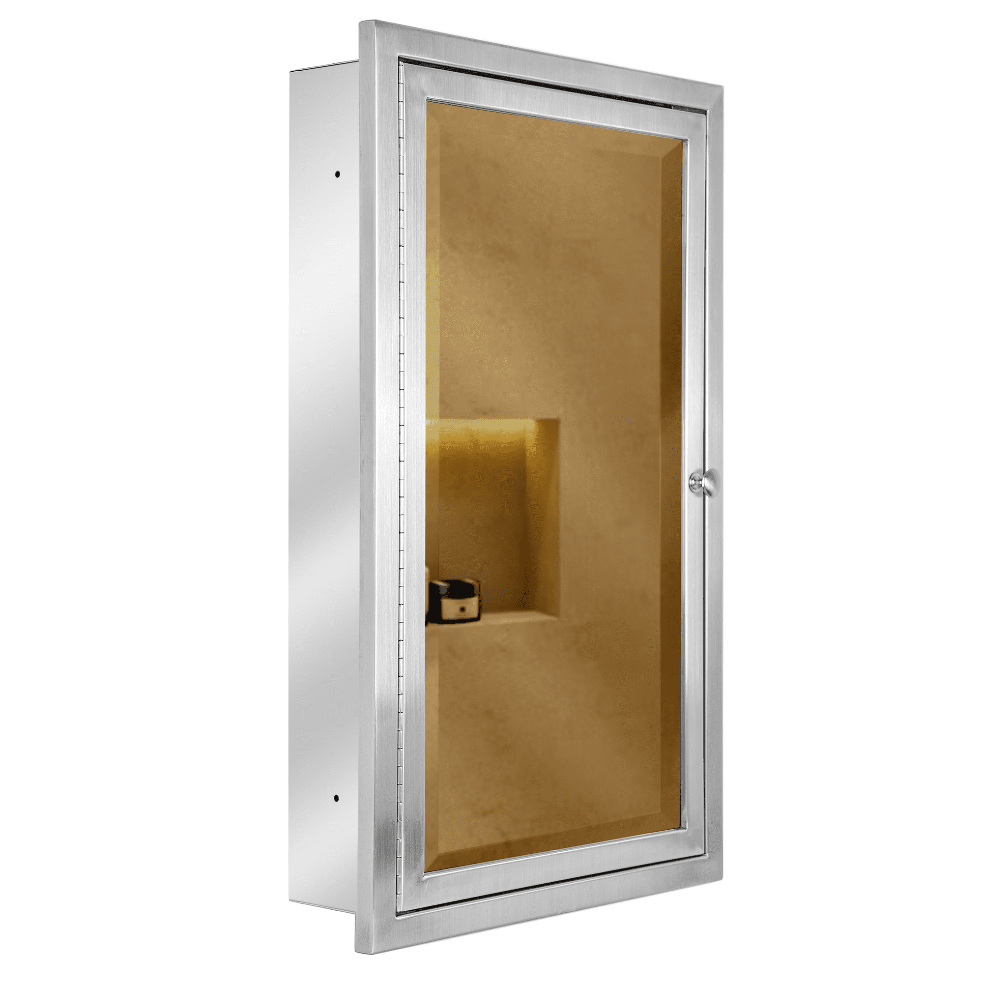 Head West Brushed Nickel Stainless Steel Recessed Medicine Cabinet Framed Accent Mirror - 16" x 26"
