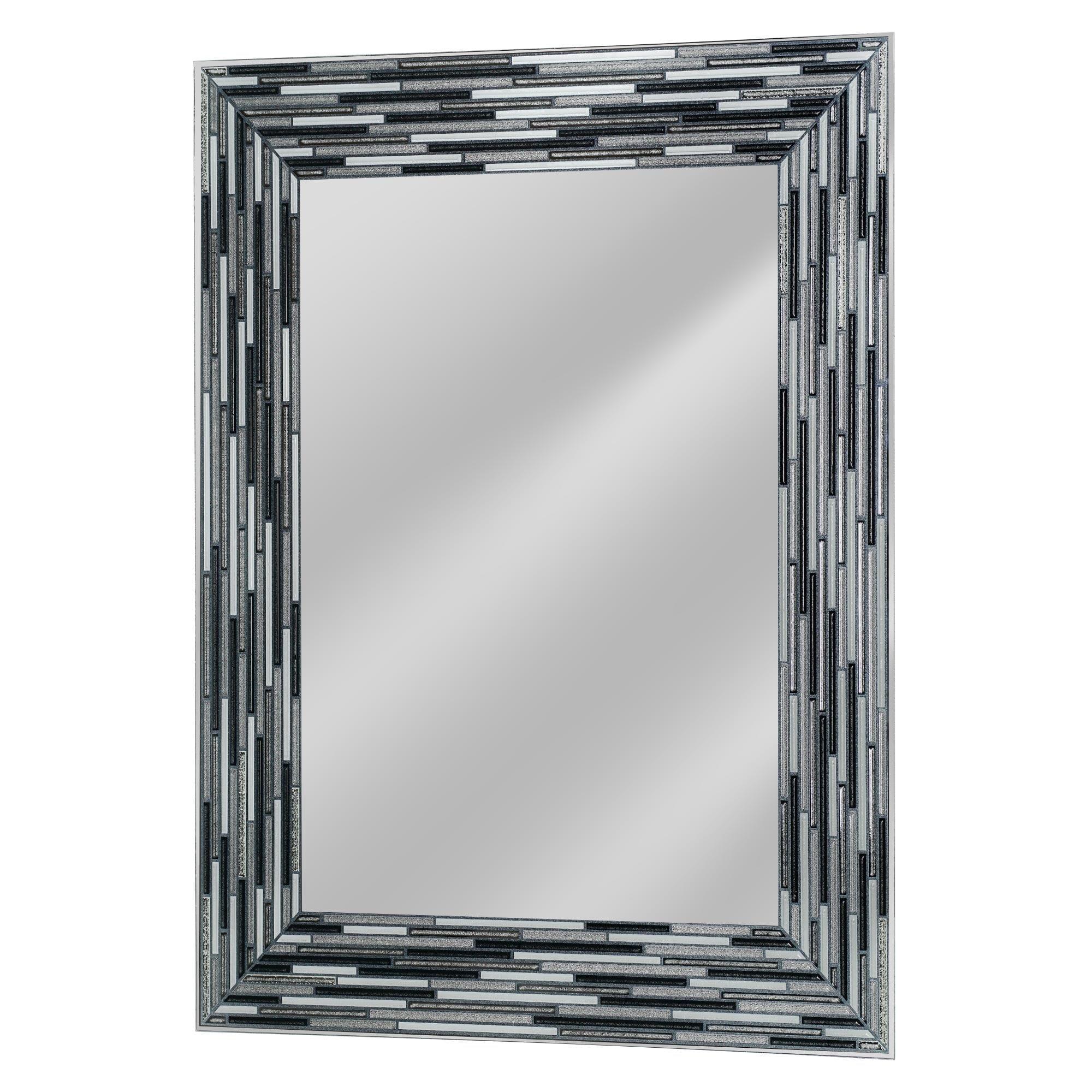 Modern Rectangular Frameless Black Glass Wall Mirror