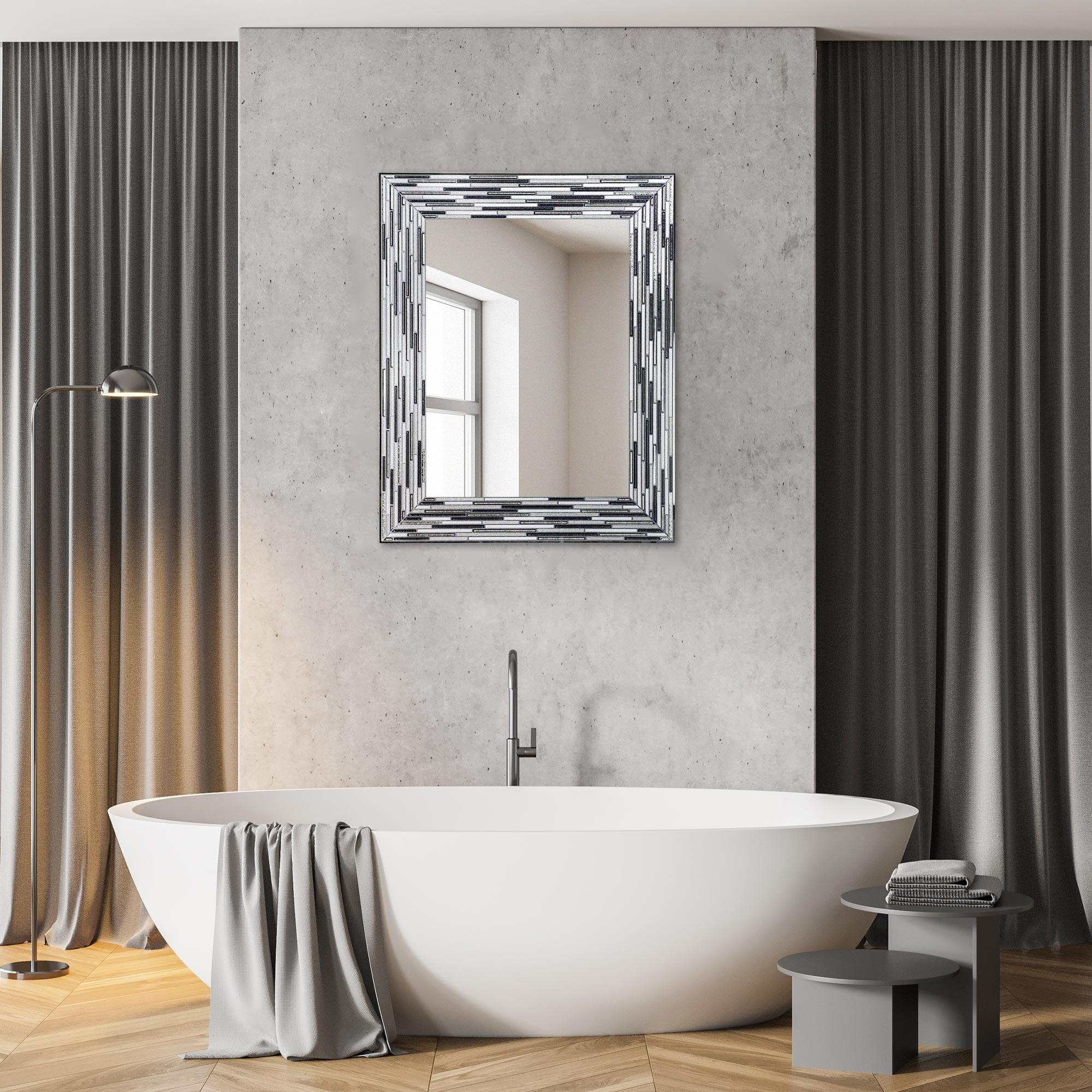 Modern Rectangular Frameless Black Glass Wall Mirror