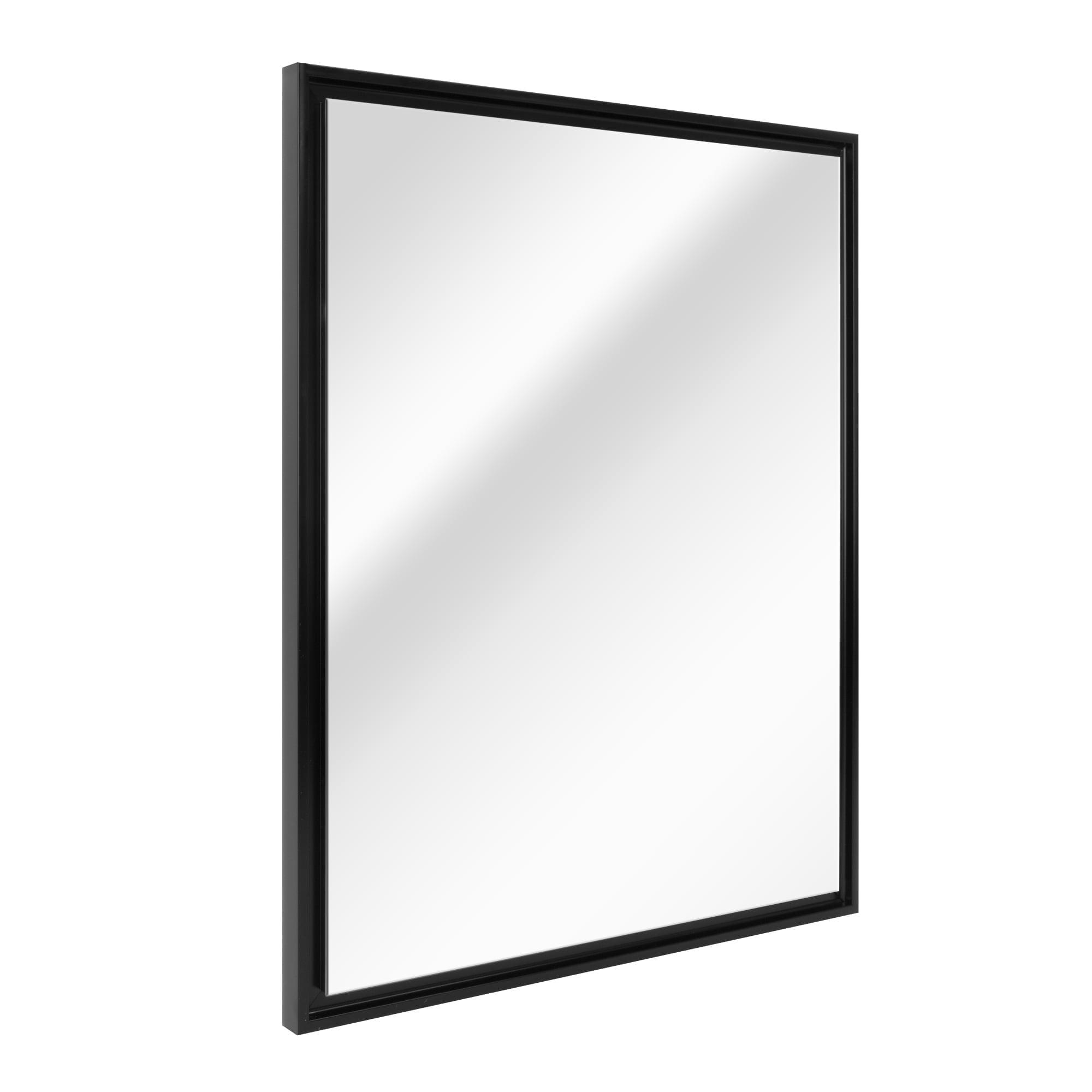 Head West Glossy Black Rectangular Edge-to-Edge Float Framed Accent Wall Vanity Mirror - 26 x 32