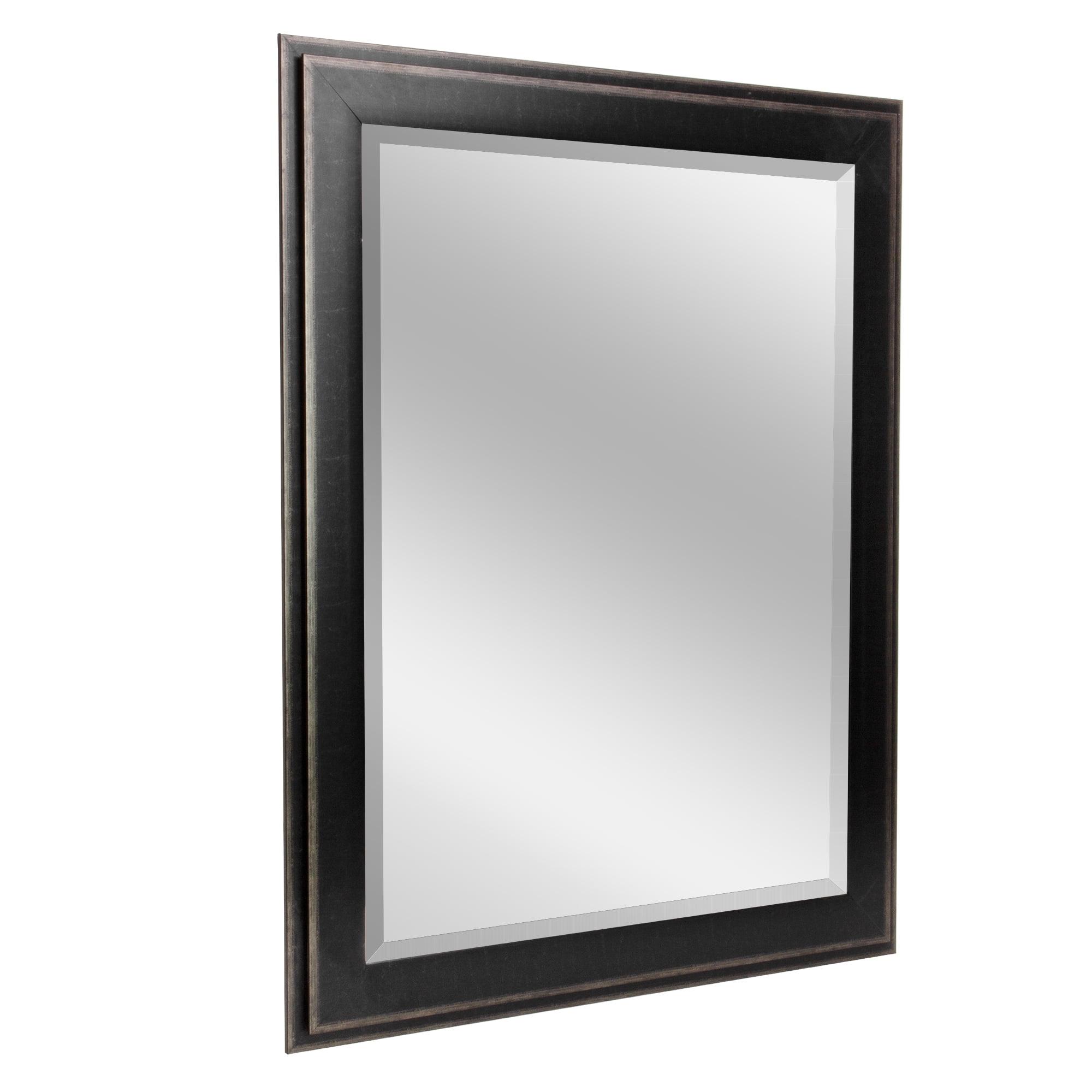 Antique Black Polystyrene Rectangular Wall Mirror, 31.5" x 43.5"