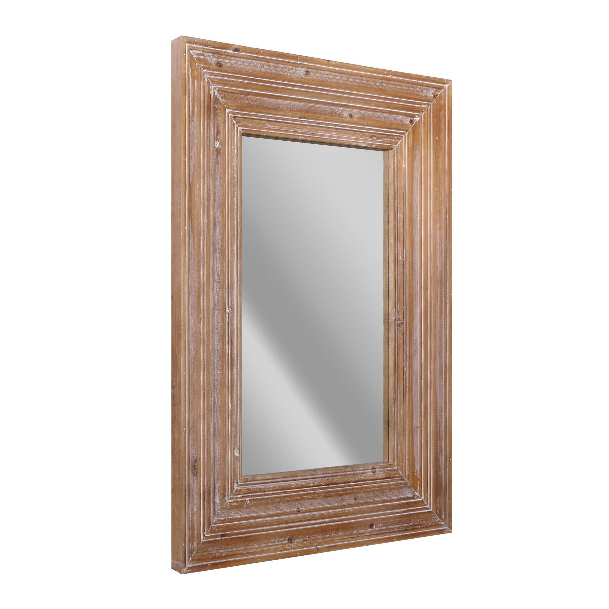 Head West Natural Whitewash Wood Farmhouse Wall Accent Mirror - 30 x 40