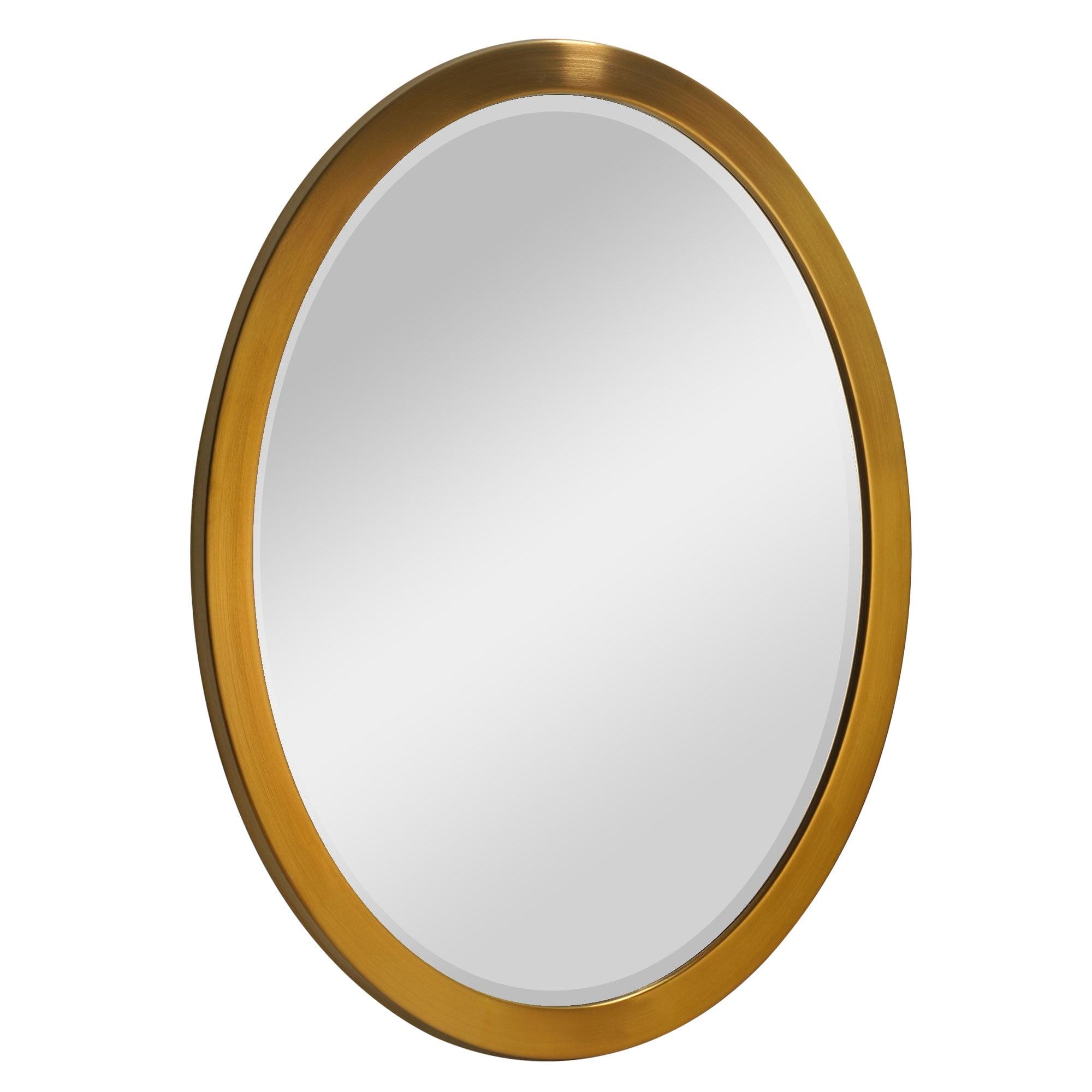 Oval Brassy Gold Metal Framed Bathroom Mirror - 29" x 23"