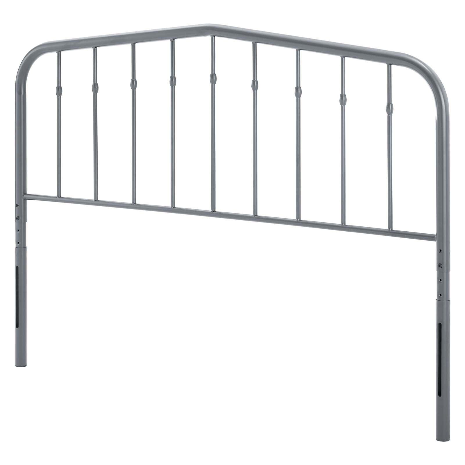 Modway Lennon Modern Farmhouse Metal Adjustable Headboard, Queen, Gray
