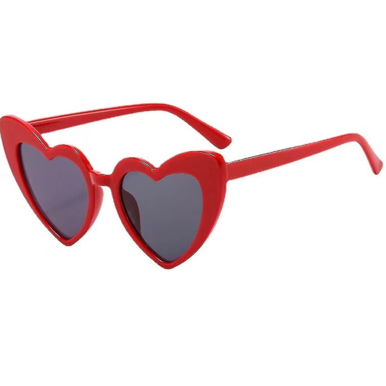 Red Heart-Shaped Cat Eye Plastic Sunglasses