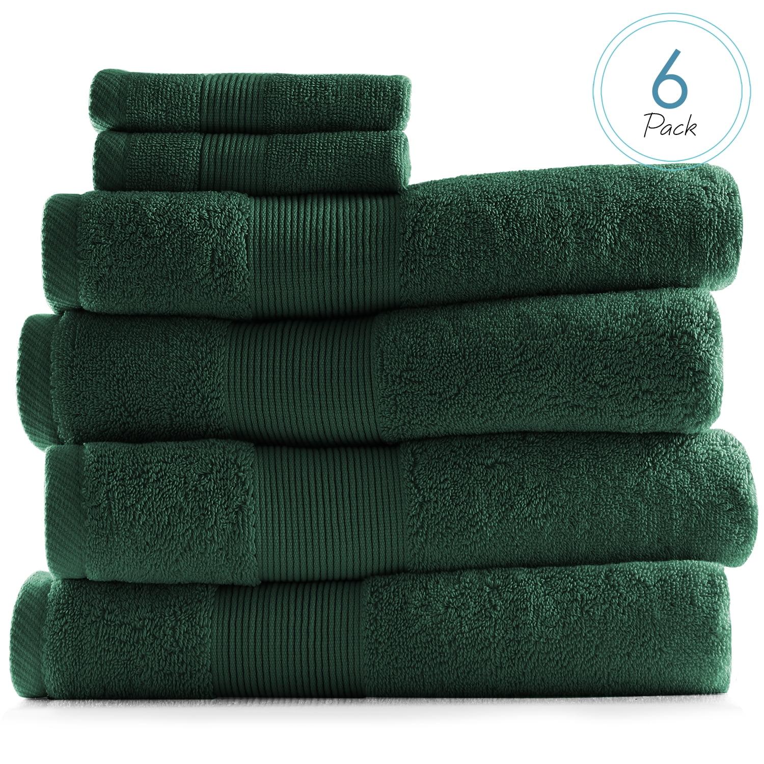 Hearth & Harbor Bath Towels for Bathroom, Ultra Soft & Highly Absorbent 6 Piece Bath Towel Set - Hunter Green