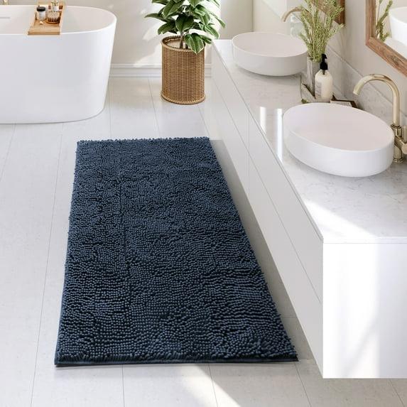 Hearth & Harbor Bathroom Rugs, Chenille Bath Mat - Navy Bath Rug, 26x44