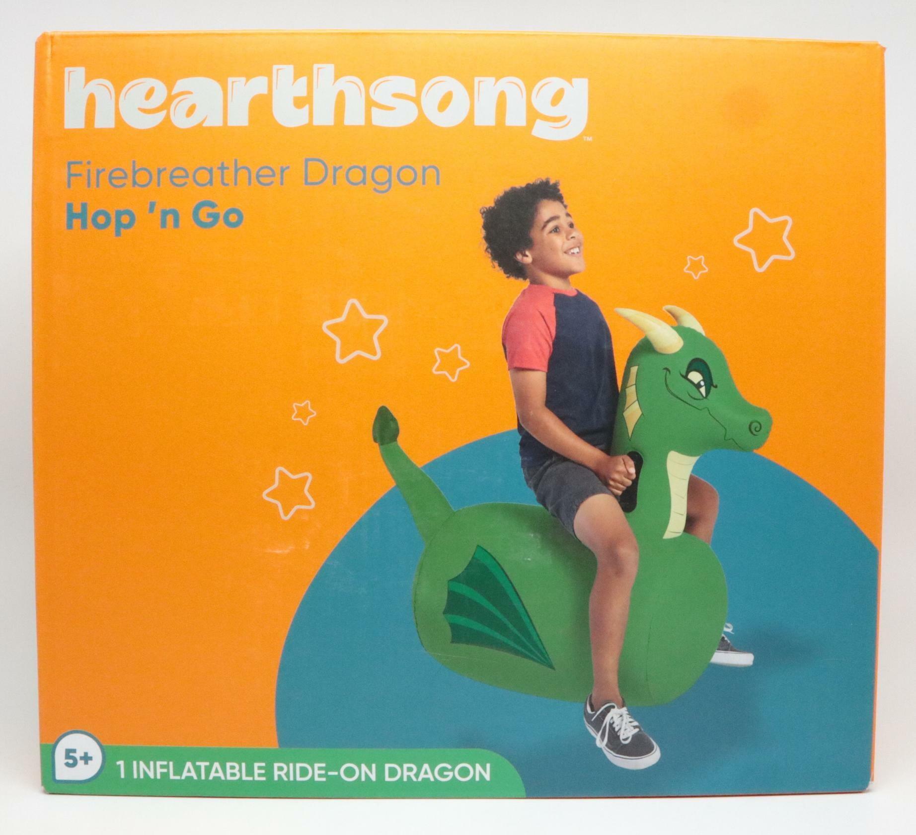 HearthSong Inflatable Ride-On Dragon, Firebreather, 19”L x 45”W x 40”H, Space Hopper