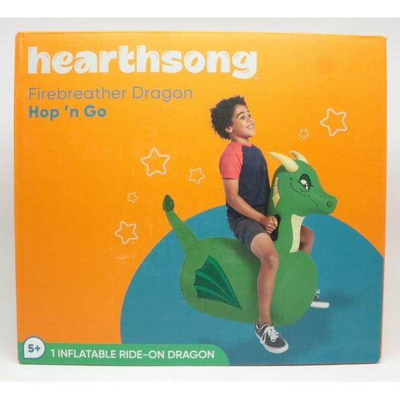 HearthSong Inflatable Ride-On Dragon, Firebreather, 19”L x 45”W x 40”H, Space Hopper