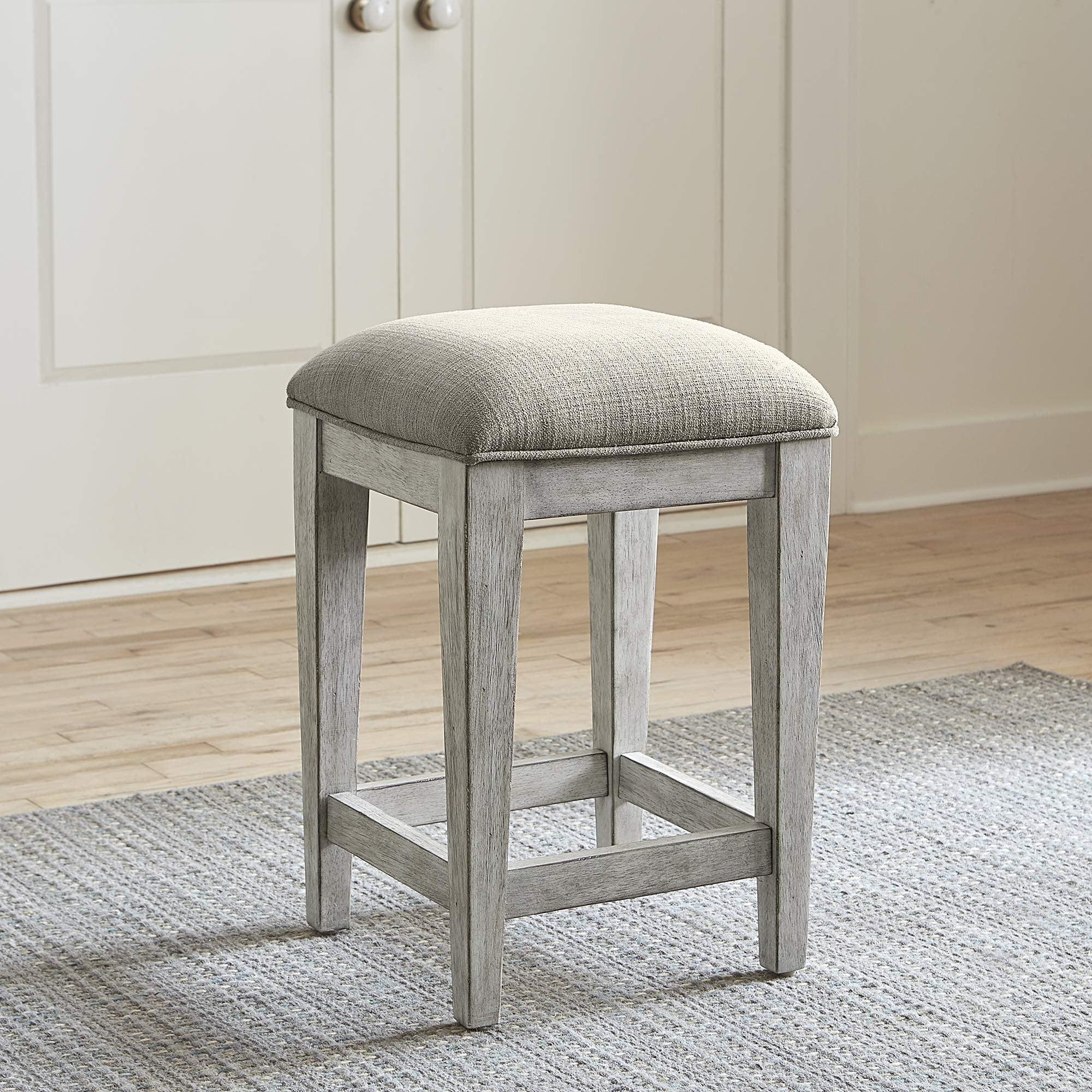 Heartland Off White Wood Upholstered Counter Stool