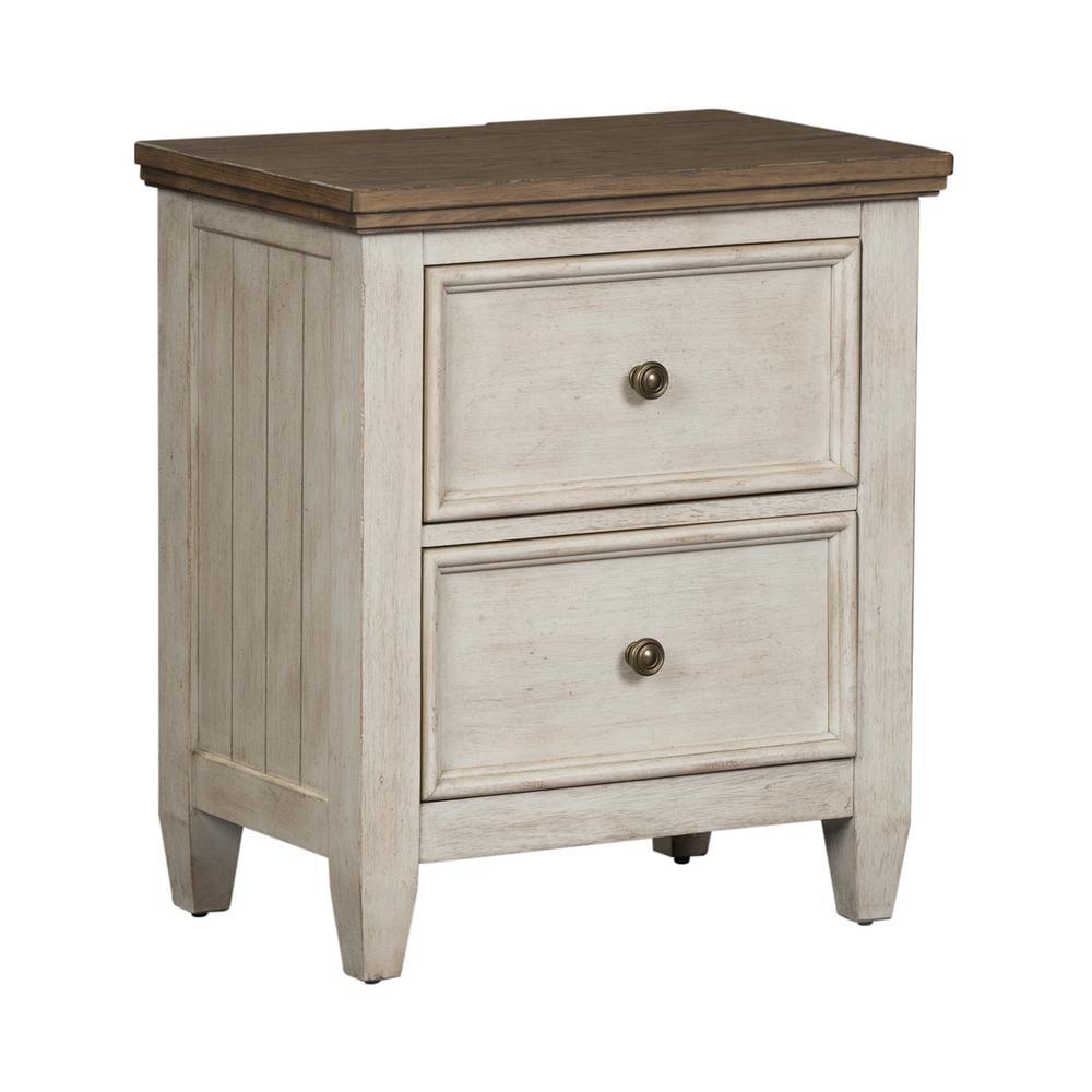 Heartland White and Oak 2 Drawer Nightstand with Charging Station