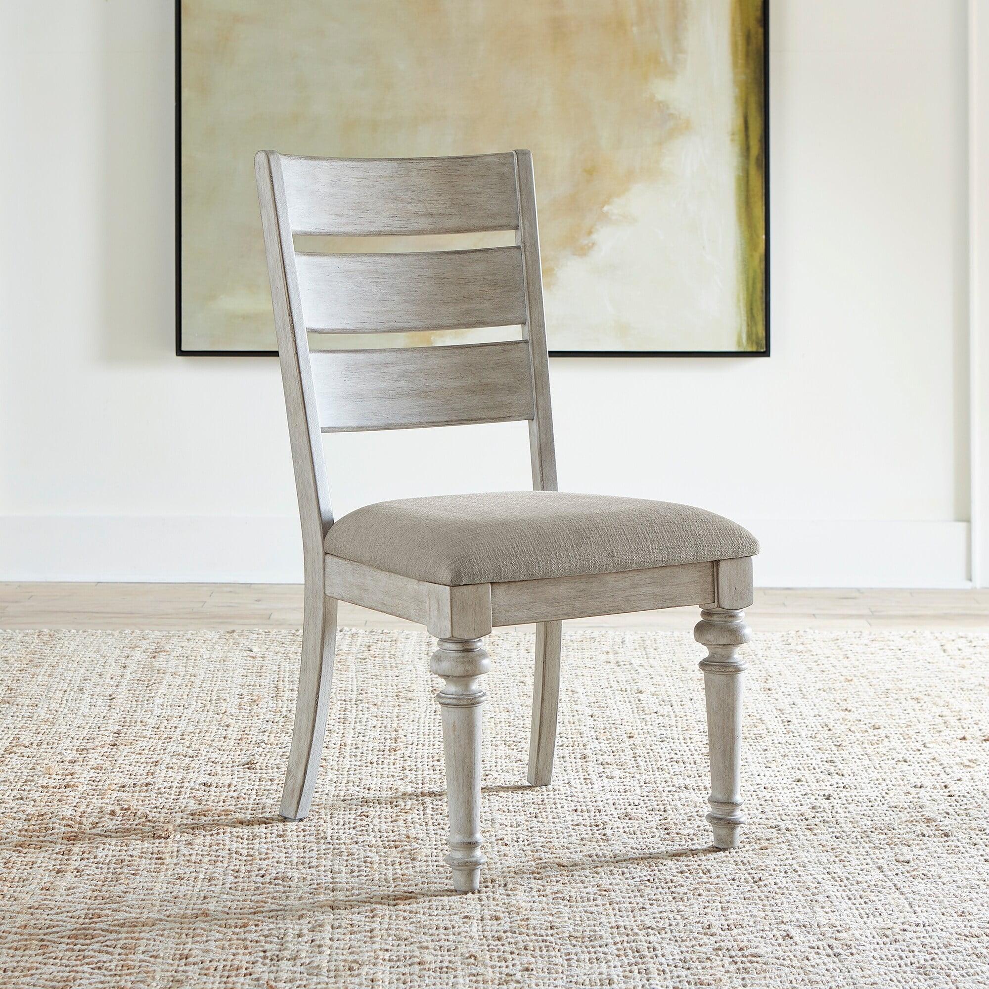 Heartland White Linen Upholstered Ladderback Side Chair