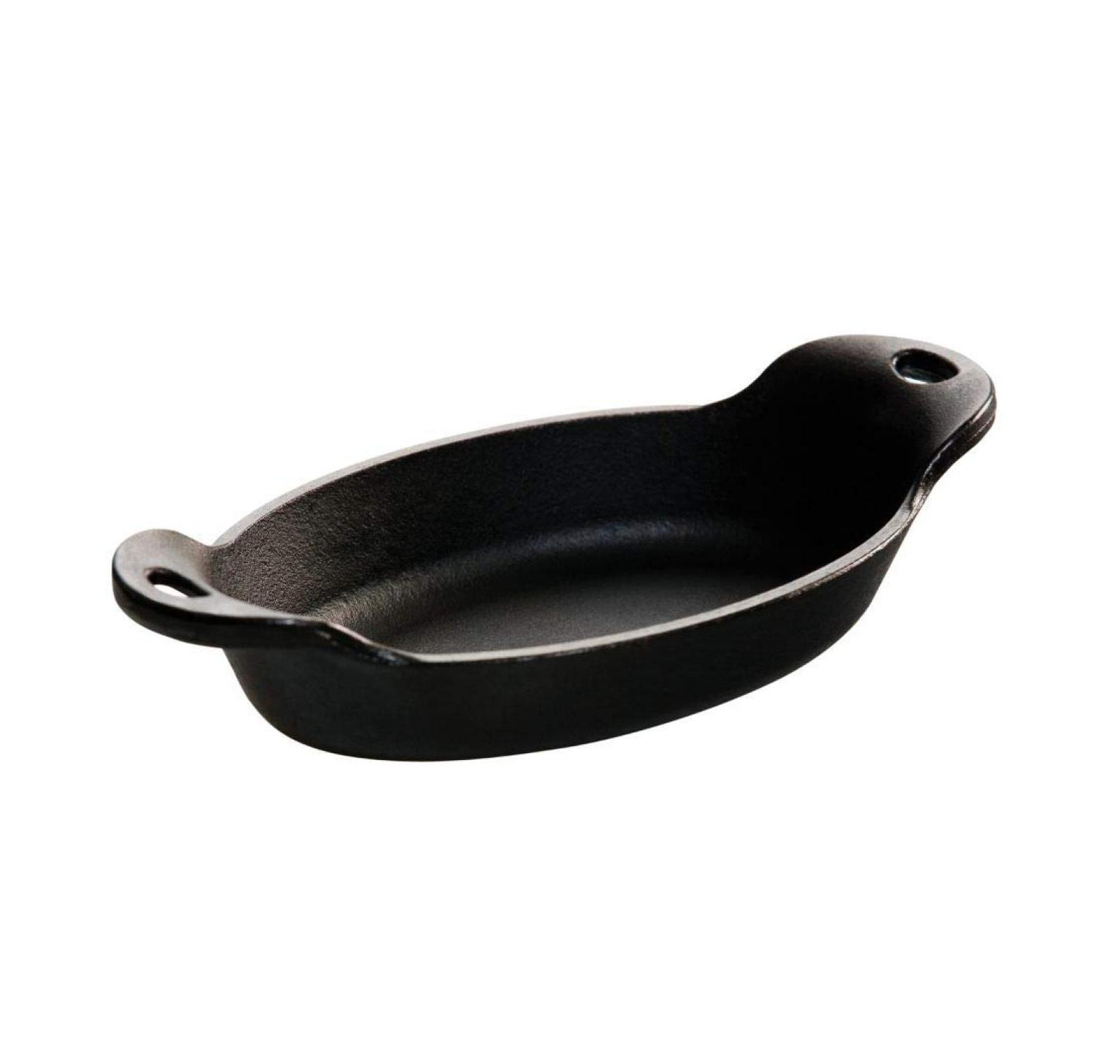 Heat Enhanced and Seasoned Cast Iron Oval Mini Server, 9-Ounce, Black