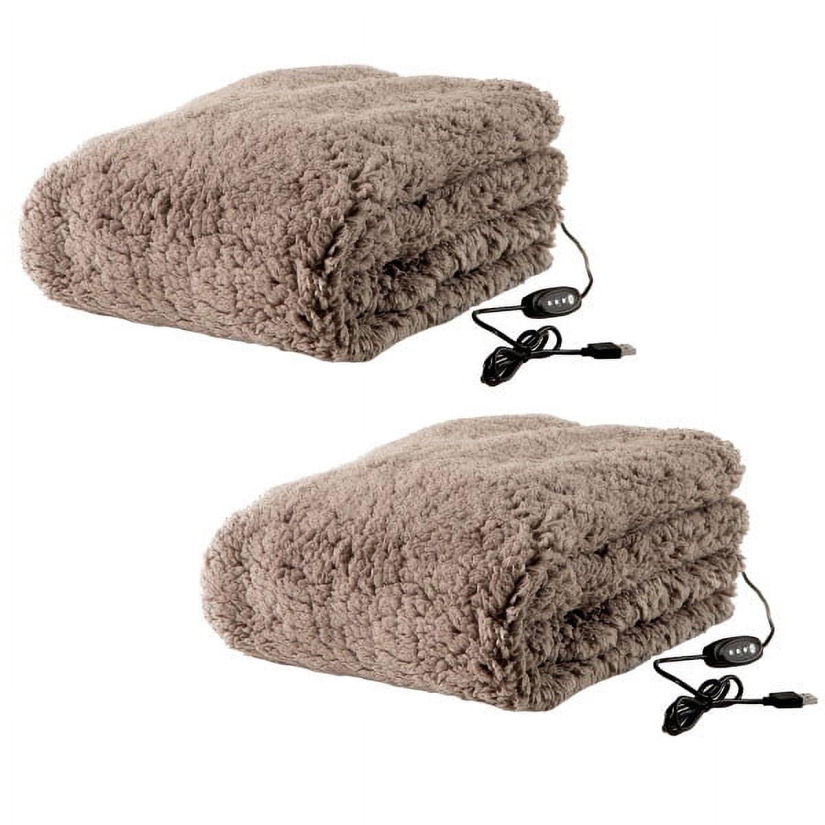 Stalwart 2-Pack Heated Blanket -USB-Powered Sherpa Throw Blankets for Travel, Home, Office, Camping