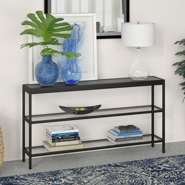 Evelyn&Zoe Alexis 55" Wide Rectangular Console Table, Blackened Bronze