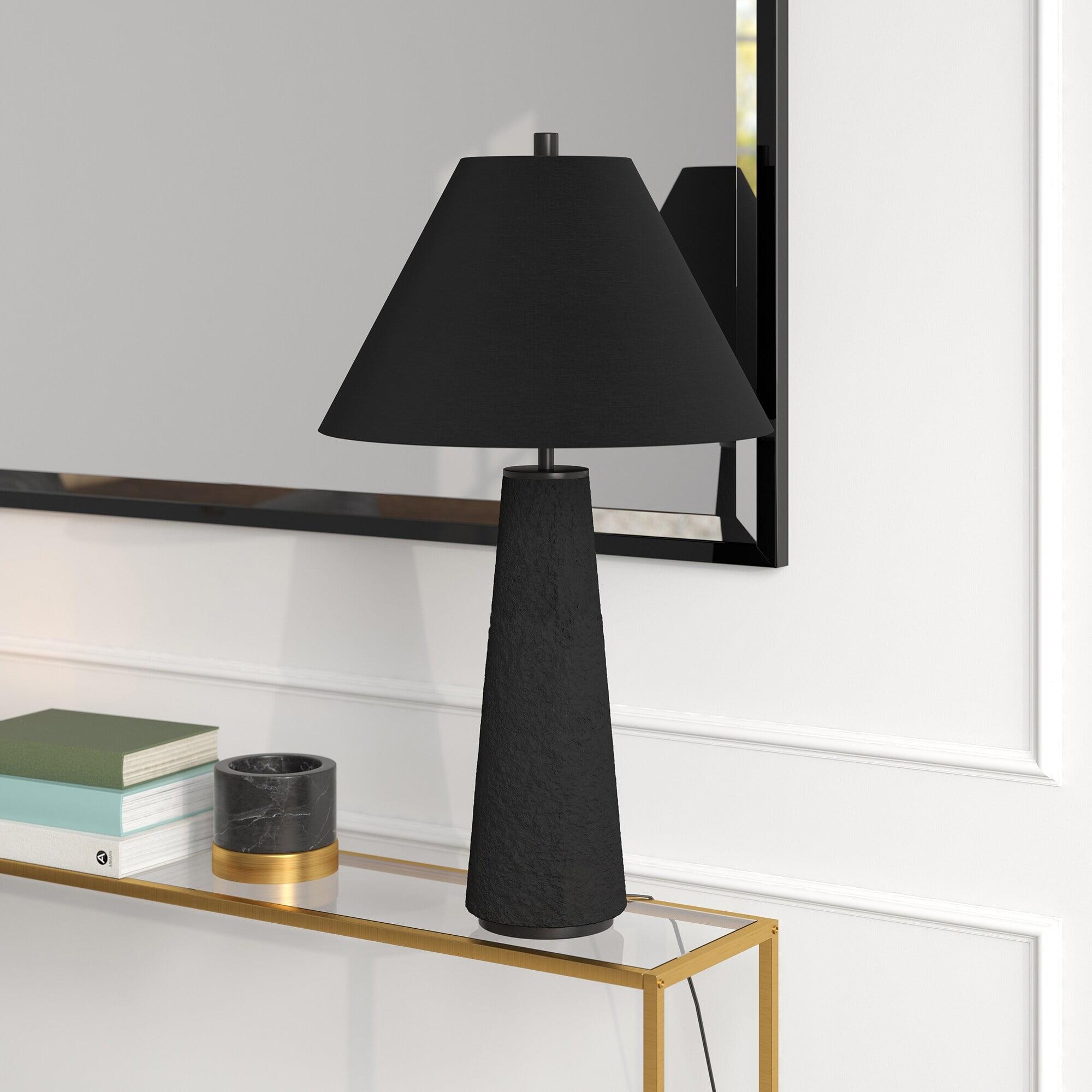 Matte Black Conical Nightstand Lamp with Triangular Shade