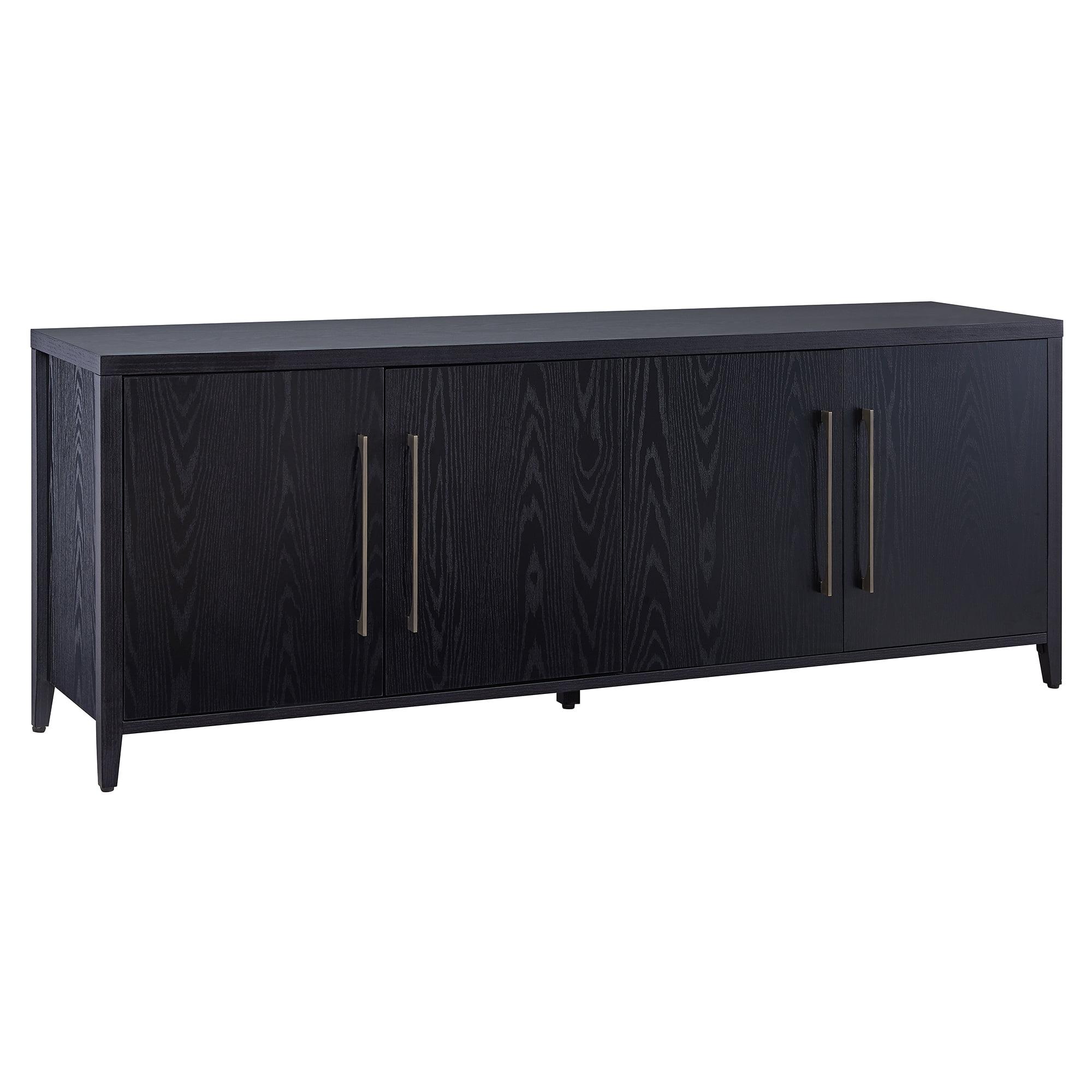 Modern Black Grain TV Stand with Fireplace Cabinet for 75" TVs