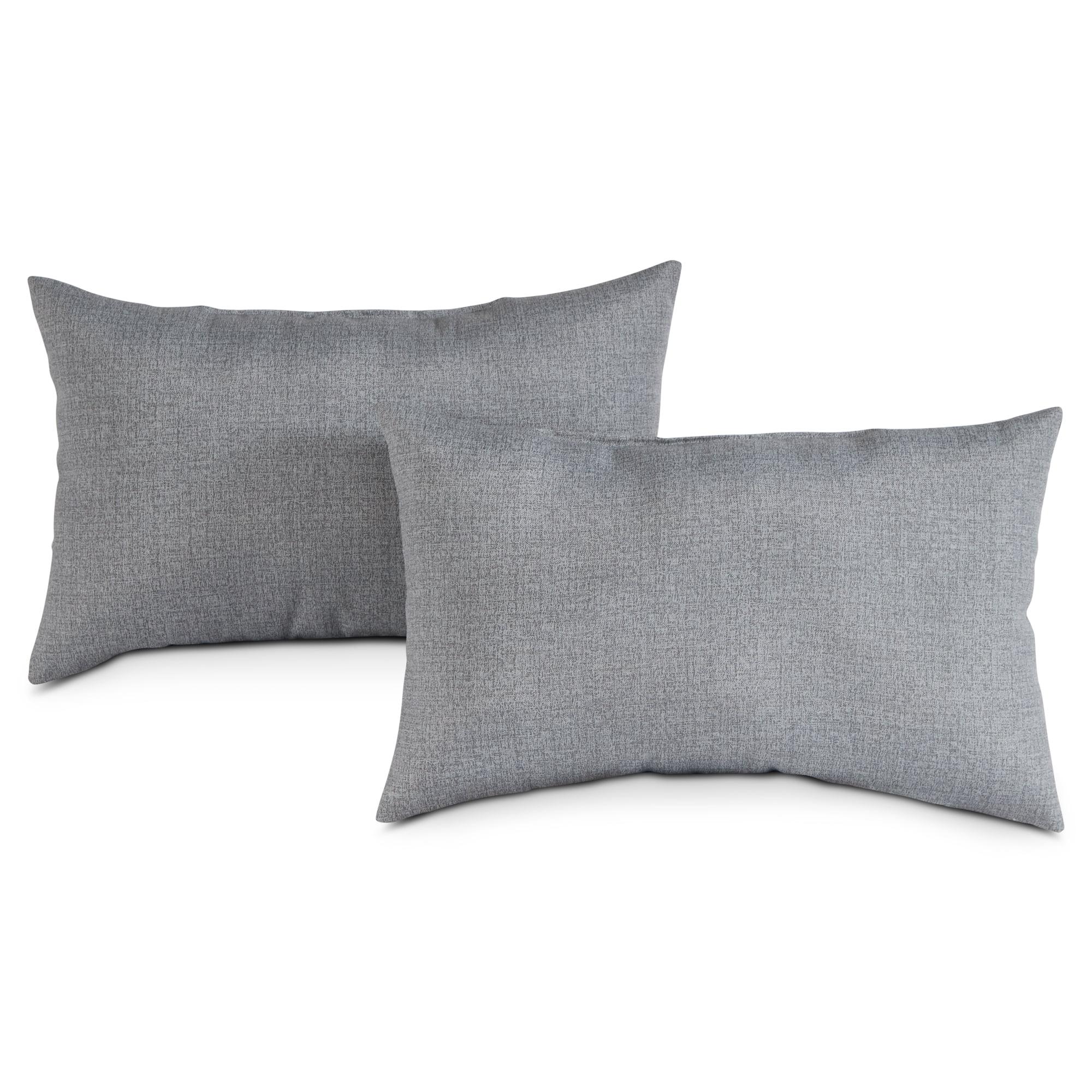 Heather Gray Outdoor Rectangle Throw Pillows Set of 2