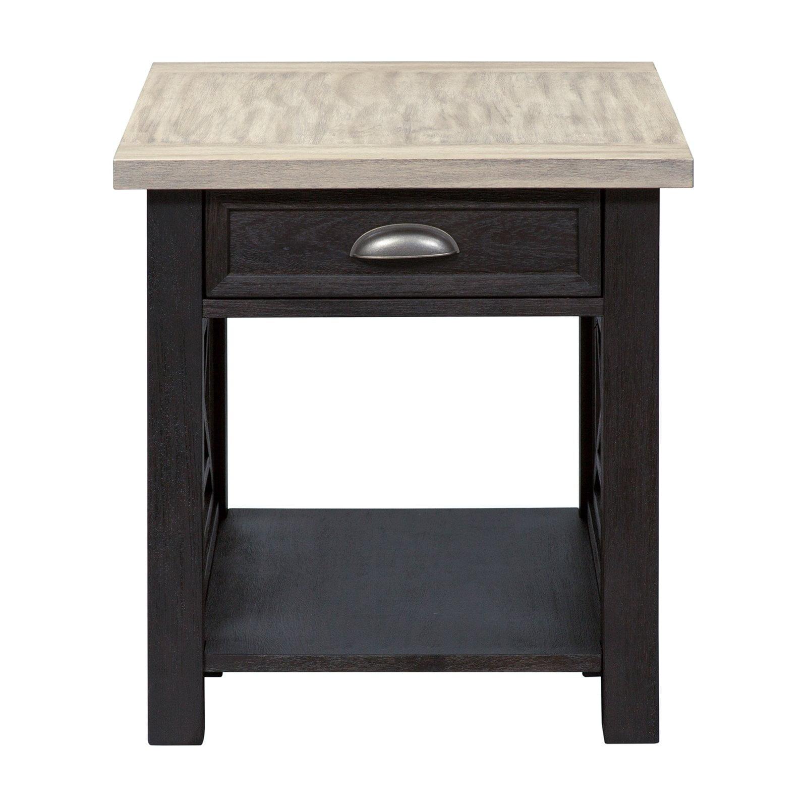 Heatherbrook Two-Tone Wood and Metal End Table with Storage