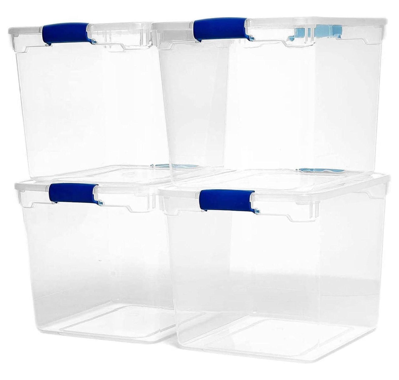 JepoIA 31-Quart Clear Plastic Stackable Storage Bin with Lid Container Box with Latching Handles for Home Garage Organization, Clear (4 Pack)