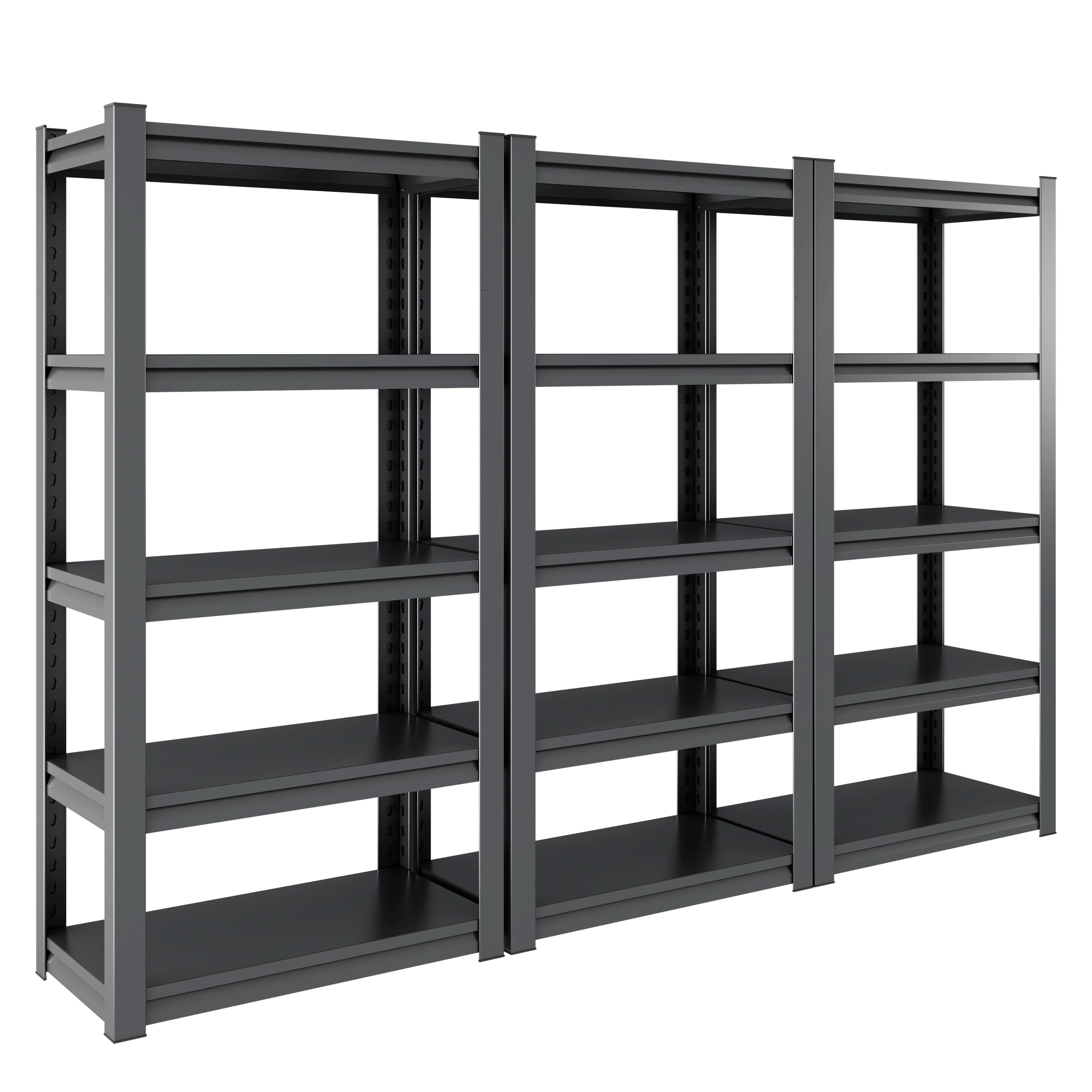 5 Tier 72"H Garage Shelving 2000LBS Heavy Duty Garage Storage Shelves Adjustable Metal Shelving Unit for Garage Storage Rack Industrial Utility Shelf 15.7" D X 35.4" W X 72" H, Black