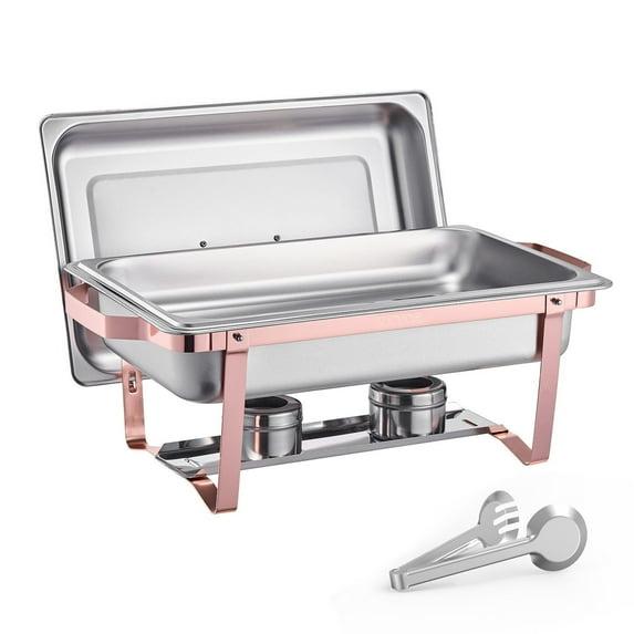 KFFKFF 2 Pack Chafing Dish Buffet Set, 8 Qt Stainless Steel Chafing Dishes with 2 Full Size Trays, Lid, Water Tray, Stand, and Fuel Holder, Ideal for Parties, Events, Wedding, Camping, Dinner