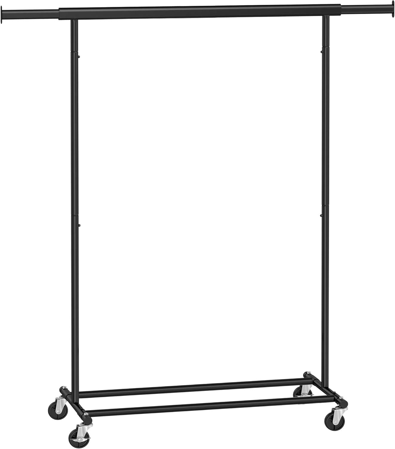 Heavy Duty Black Metal Portable Garment Rack with Wheels