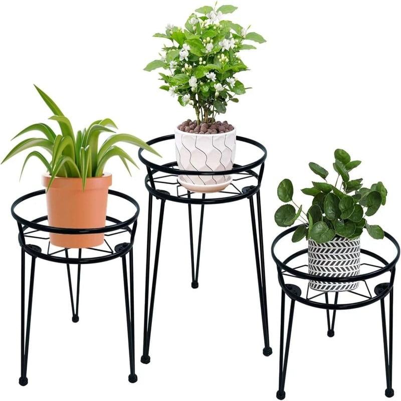 Black Metal Heavy Duty Plant Stand Set