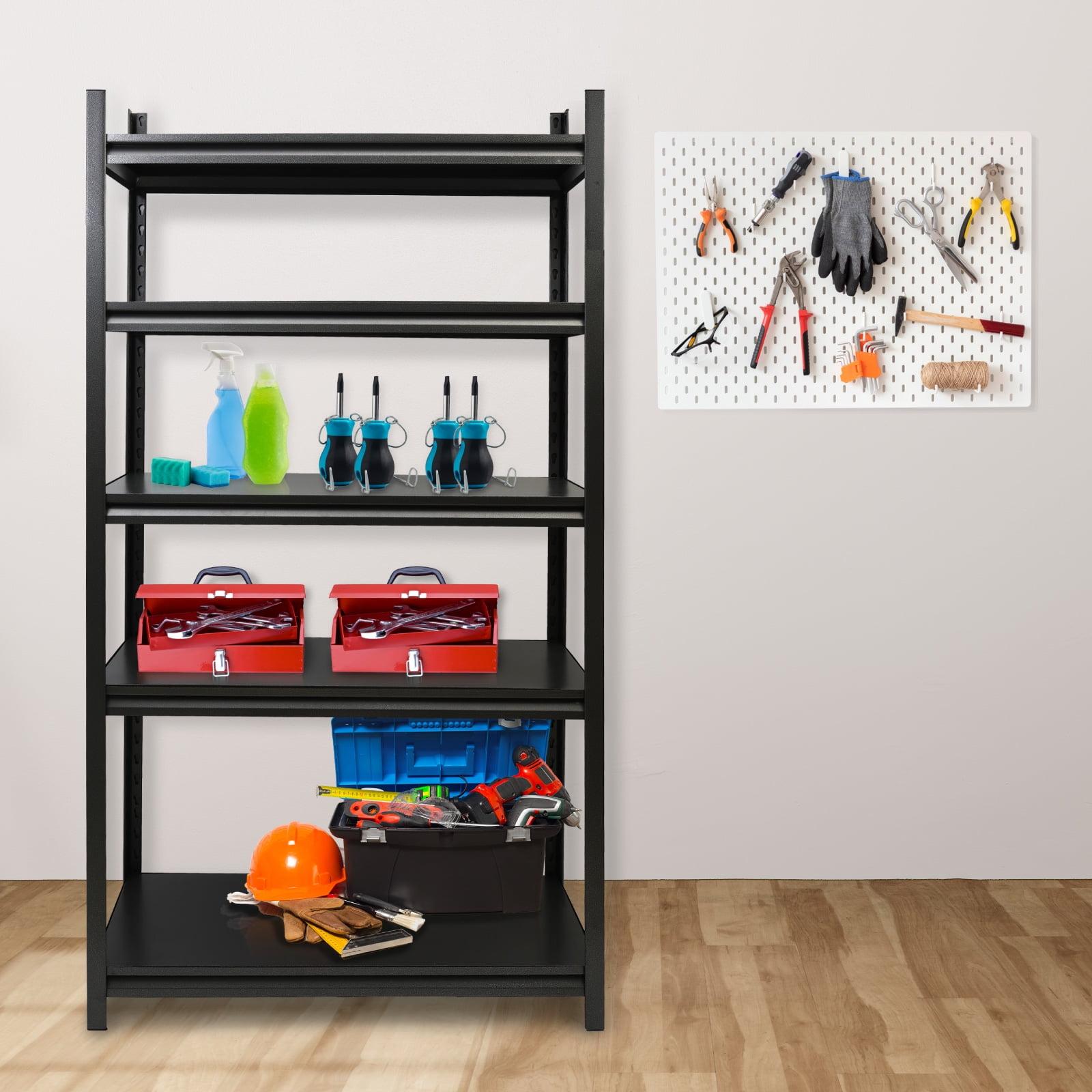 72" Black Heavy Duty 5-Tier Metal Storage Shelving Unit