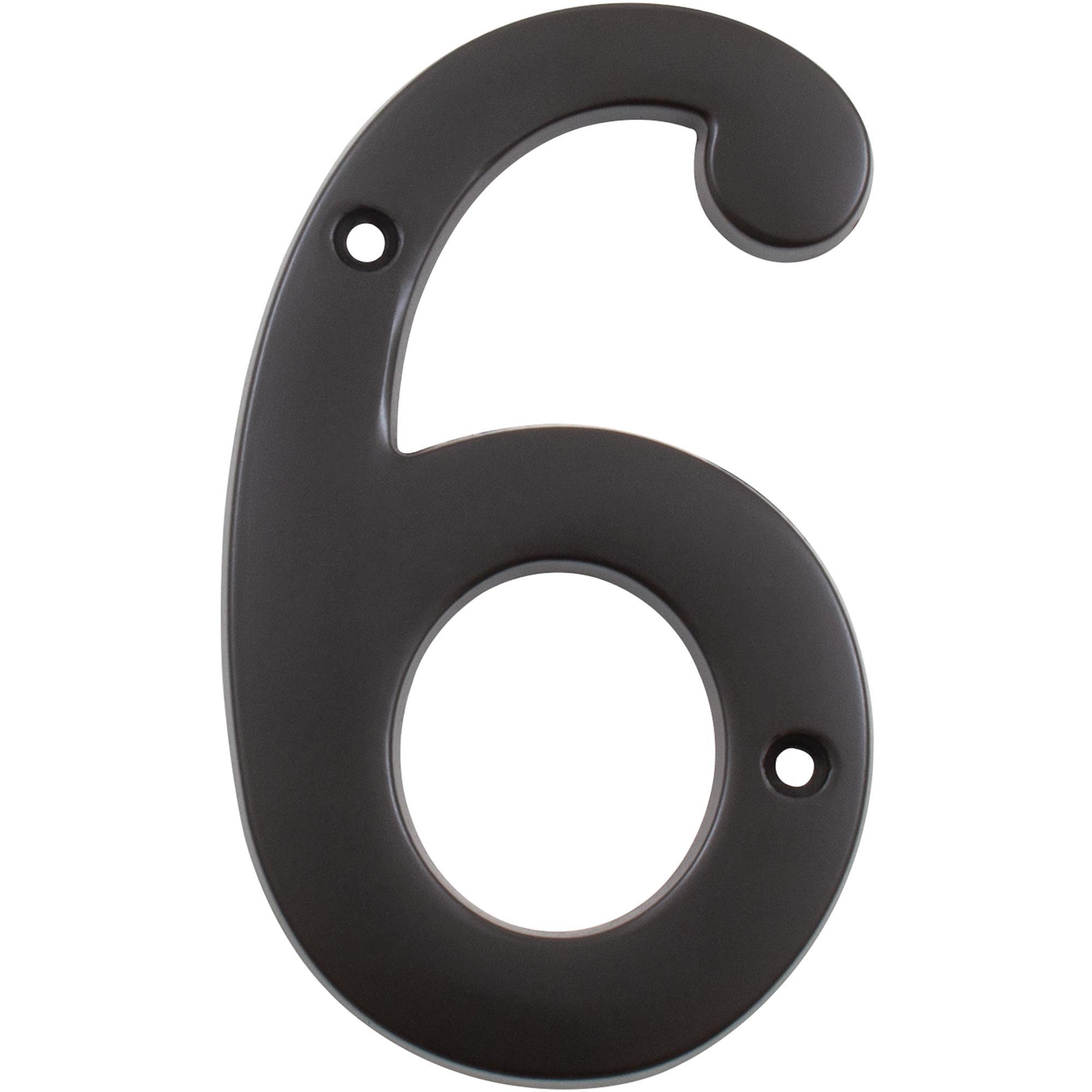 Oil-Rubbed Bronze 4-Inch Metal House Number 6