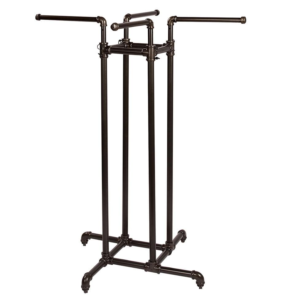 Heavy Duty Pipe 4-Way Clothing Rack - Straight Arms