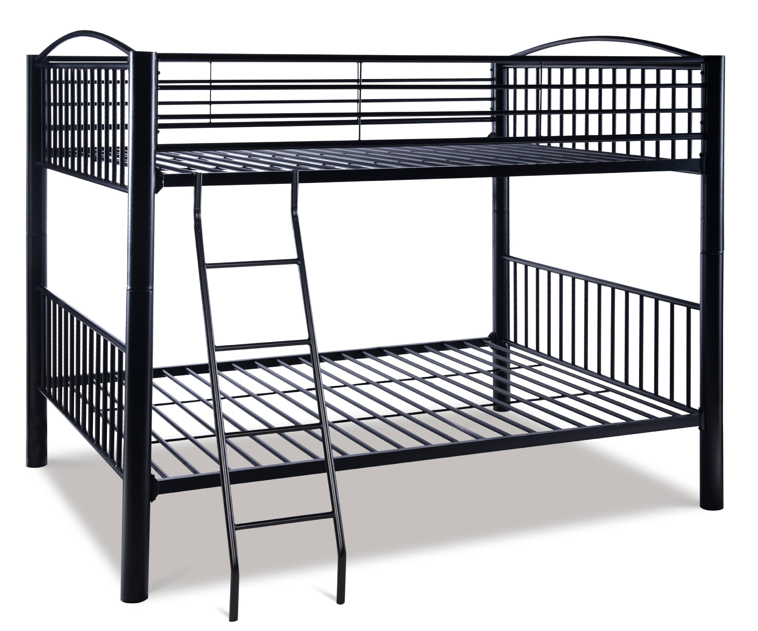 Sleek Black Metal Full Over Full Bunk Bed with Easy-Access Ladder
