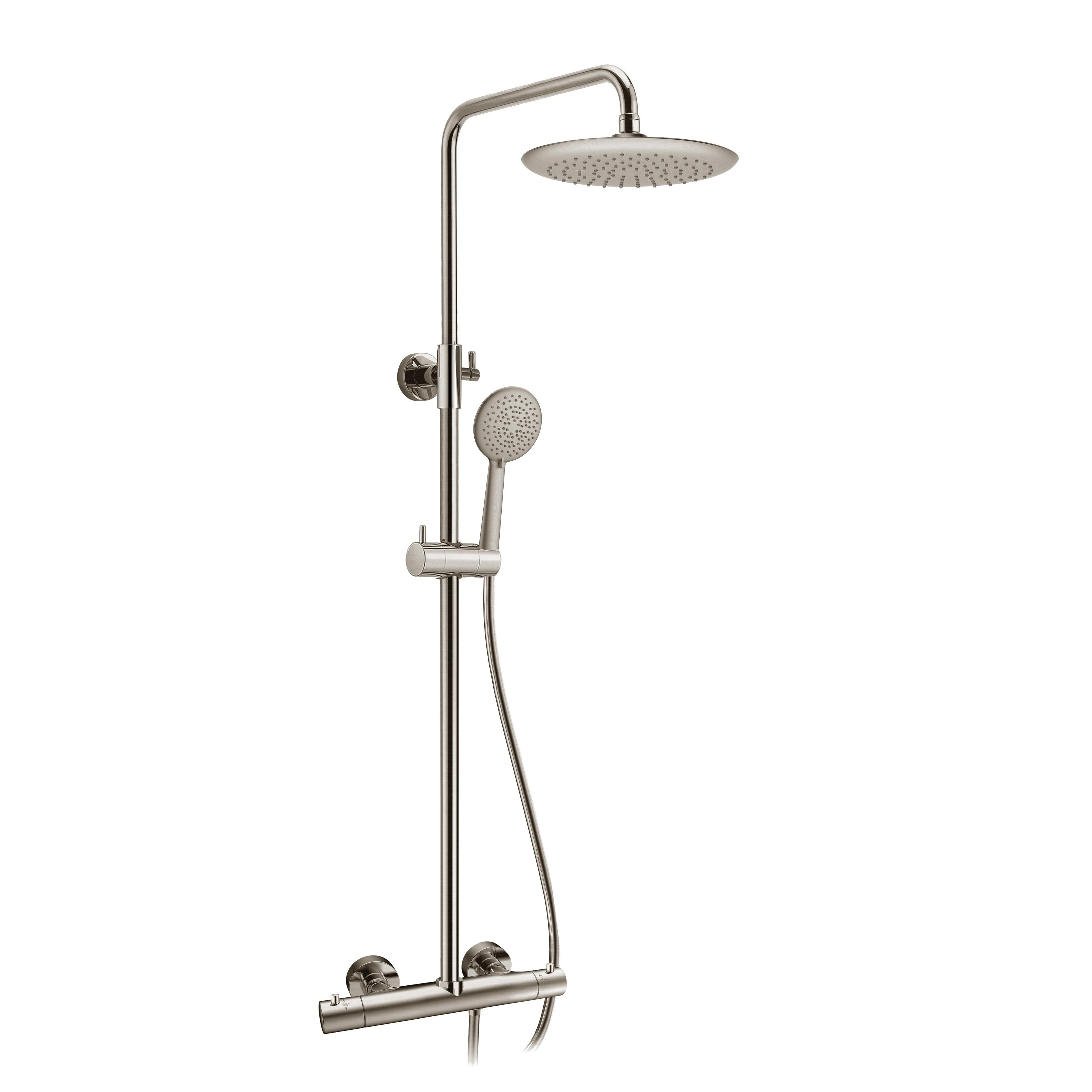 Brushed Nickel Heavy Rainfall Shower Bar with Hand Sprayer