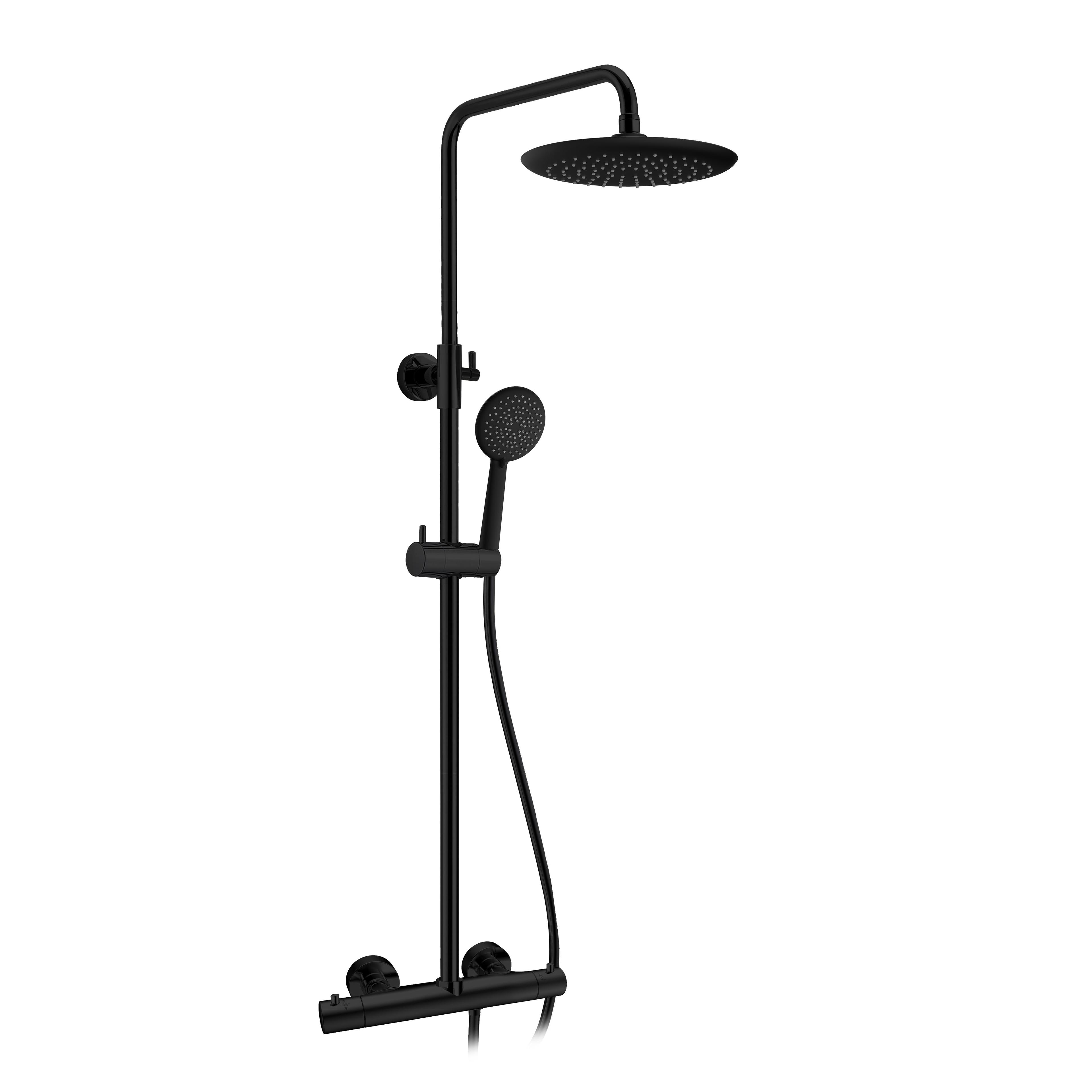 Matte Black Stainless Steel Multi-Head Shower System with Hand Sprayer