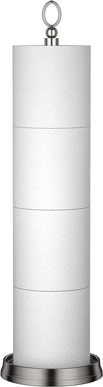 Heavy Weighted Toilet Paper Holder (with Reserve Function) Free Standing, Spare Toilet Paper Roll Storage Stand for Bathroom Total Height 22.5" ，Matte Black