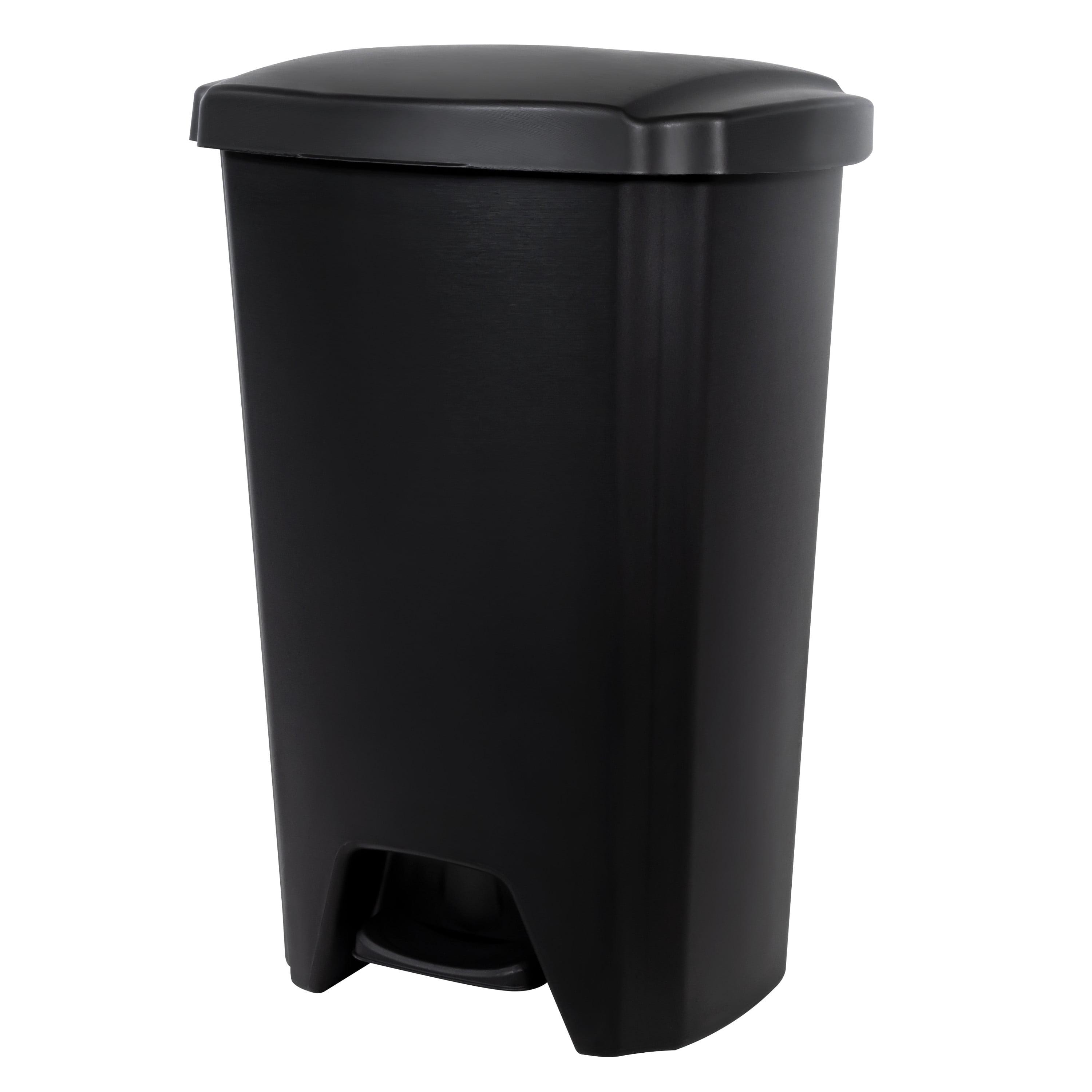 Hefty 12.1 Gallon Black Plastic Step-On Trash Can