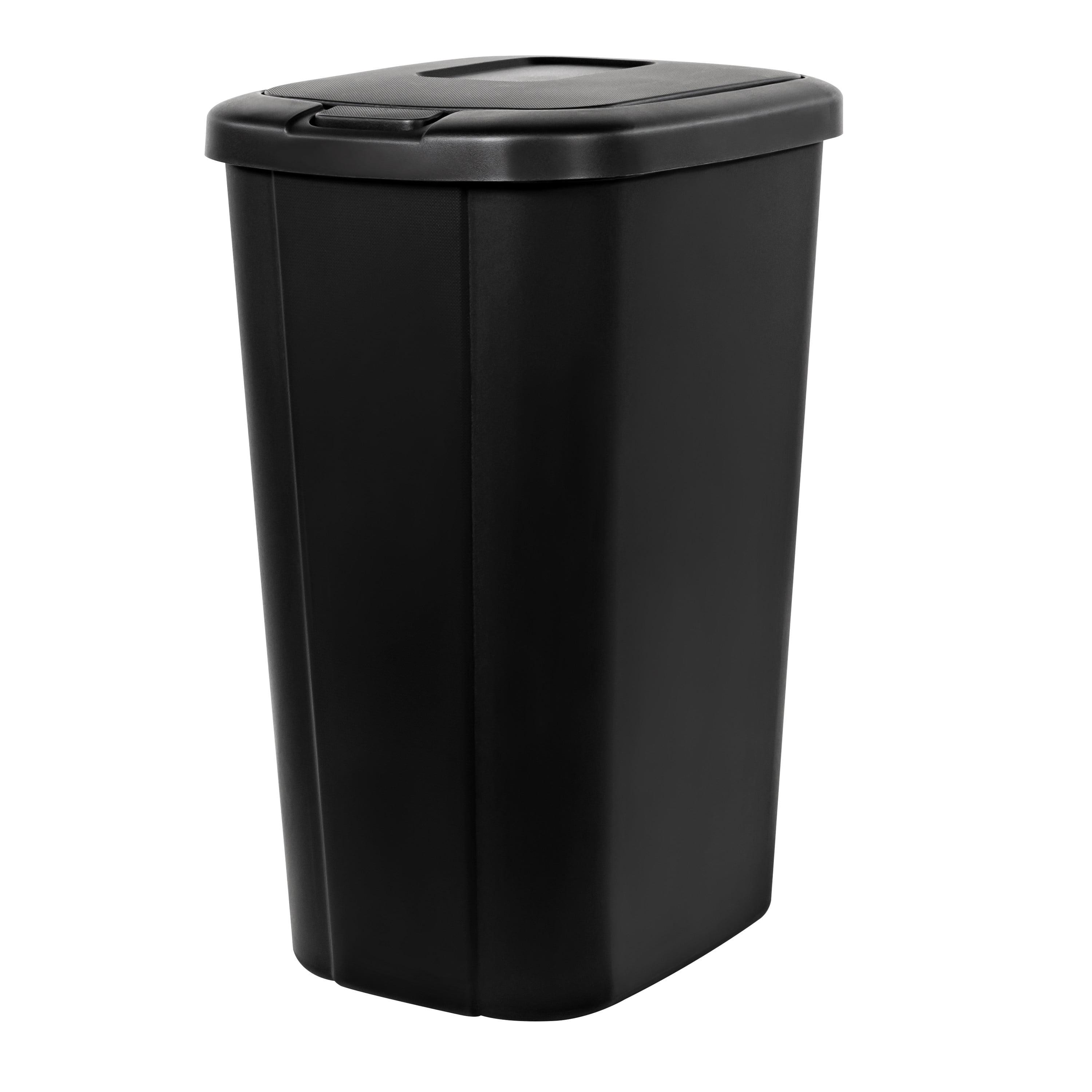 Black 13.3 Gallon Plastic Touch Lid Trash Can