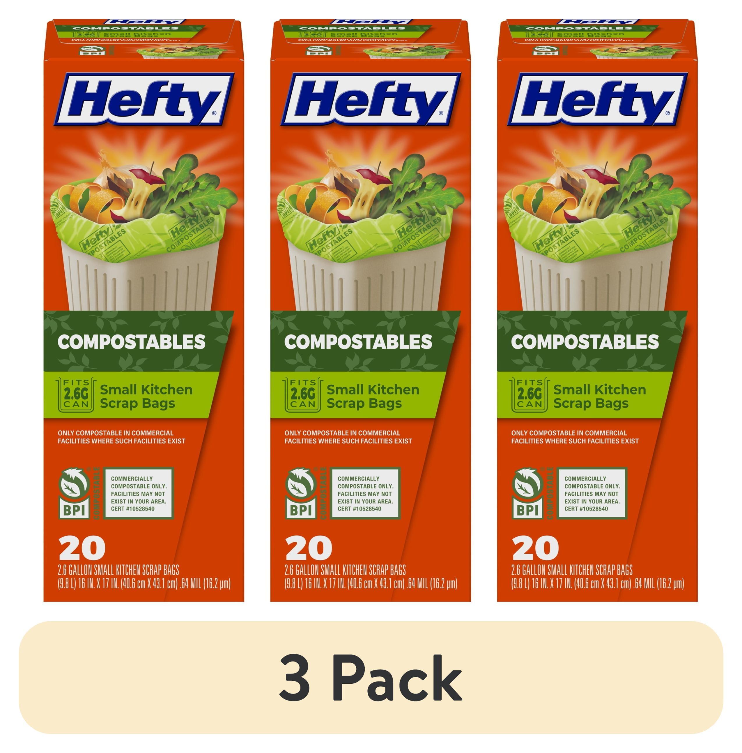 Hefty Compostables Small Kitchen Scrap Trash Bag - 2.6gal/20ct