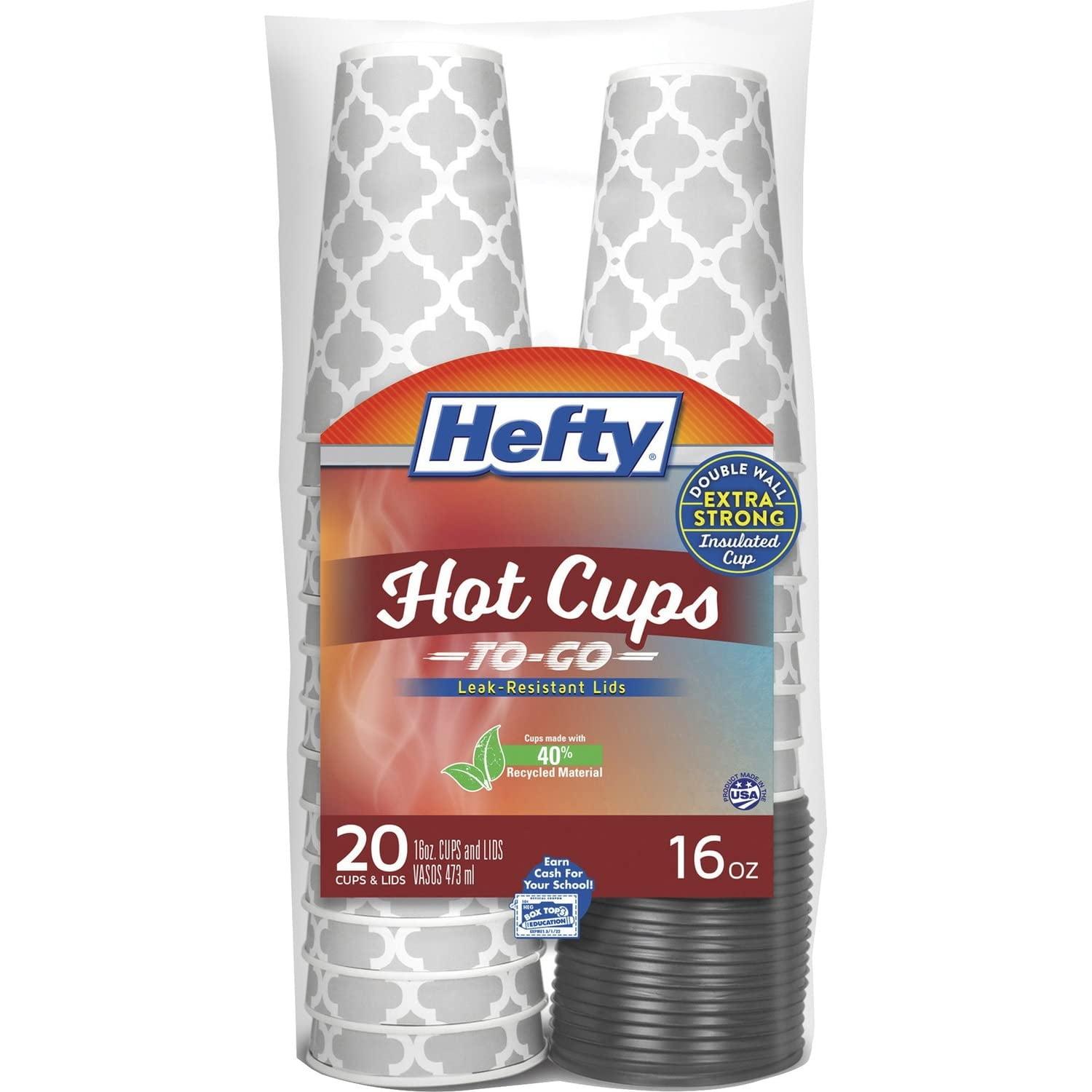 Gray and White 16 Ounce Paper Hot Cups with Lids